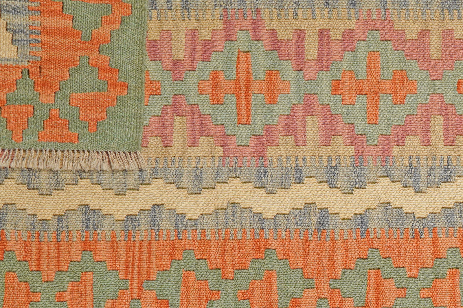 Kelim Gashgai — Handgefertigt, 246x85 cm, Rot, 100% Virgin Wool | View 7