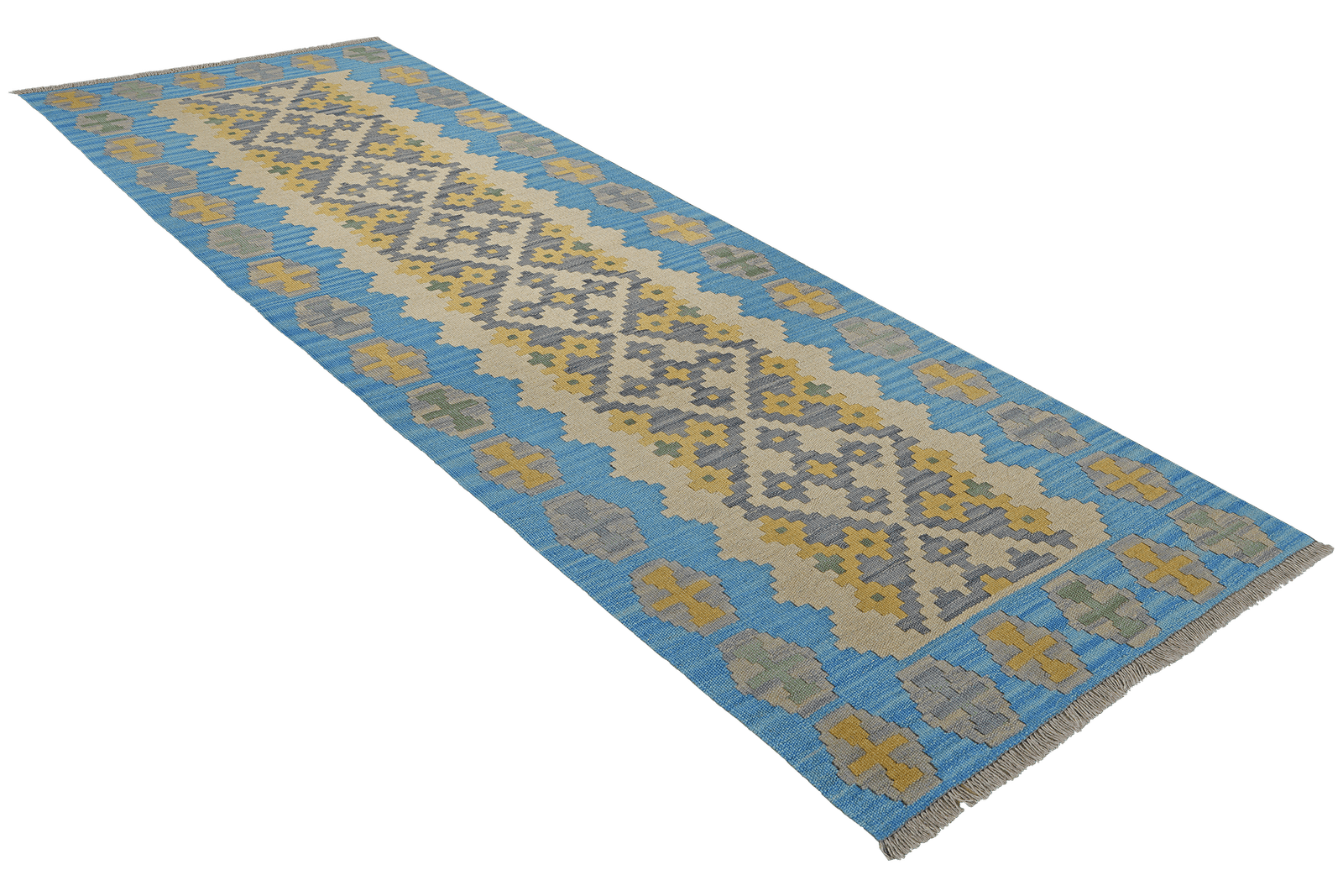 Kelim Gashgai — Handmade, 88x249 cm, Beige, 100% Virgin Wool | View 4