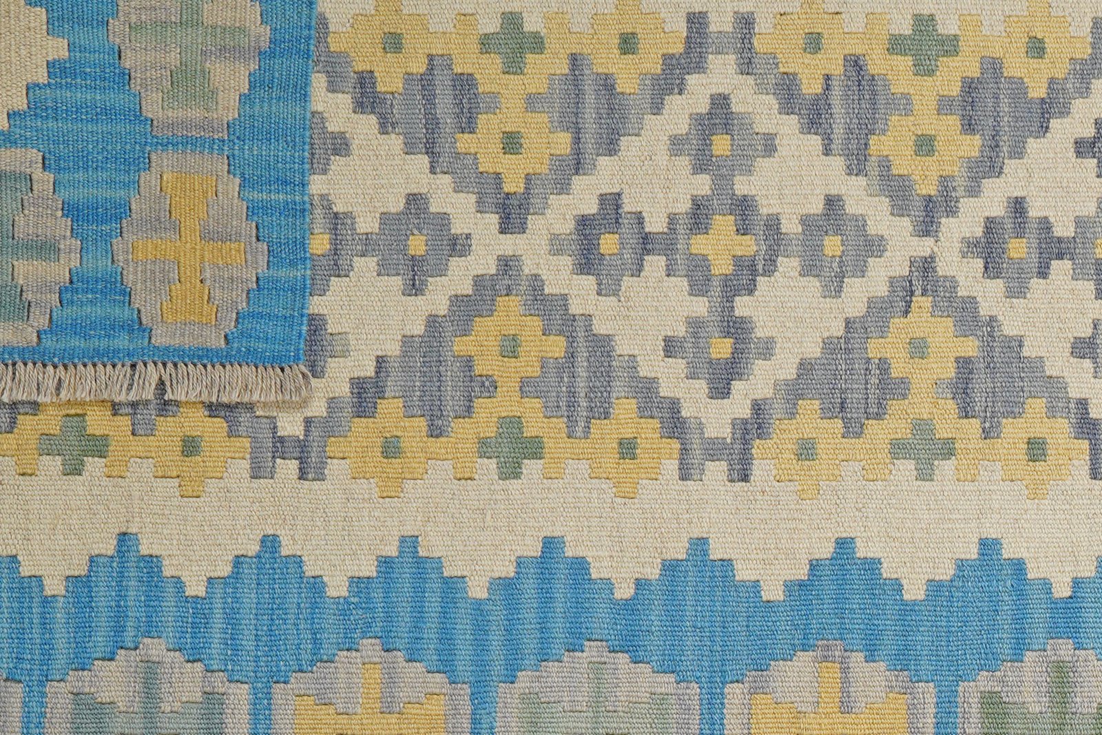 Kelim Gashgai — Handmade, 88x249 cm, Beige, 100% Virgin Wool | View 6