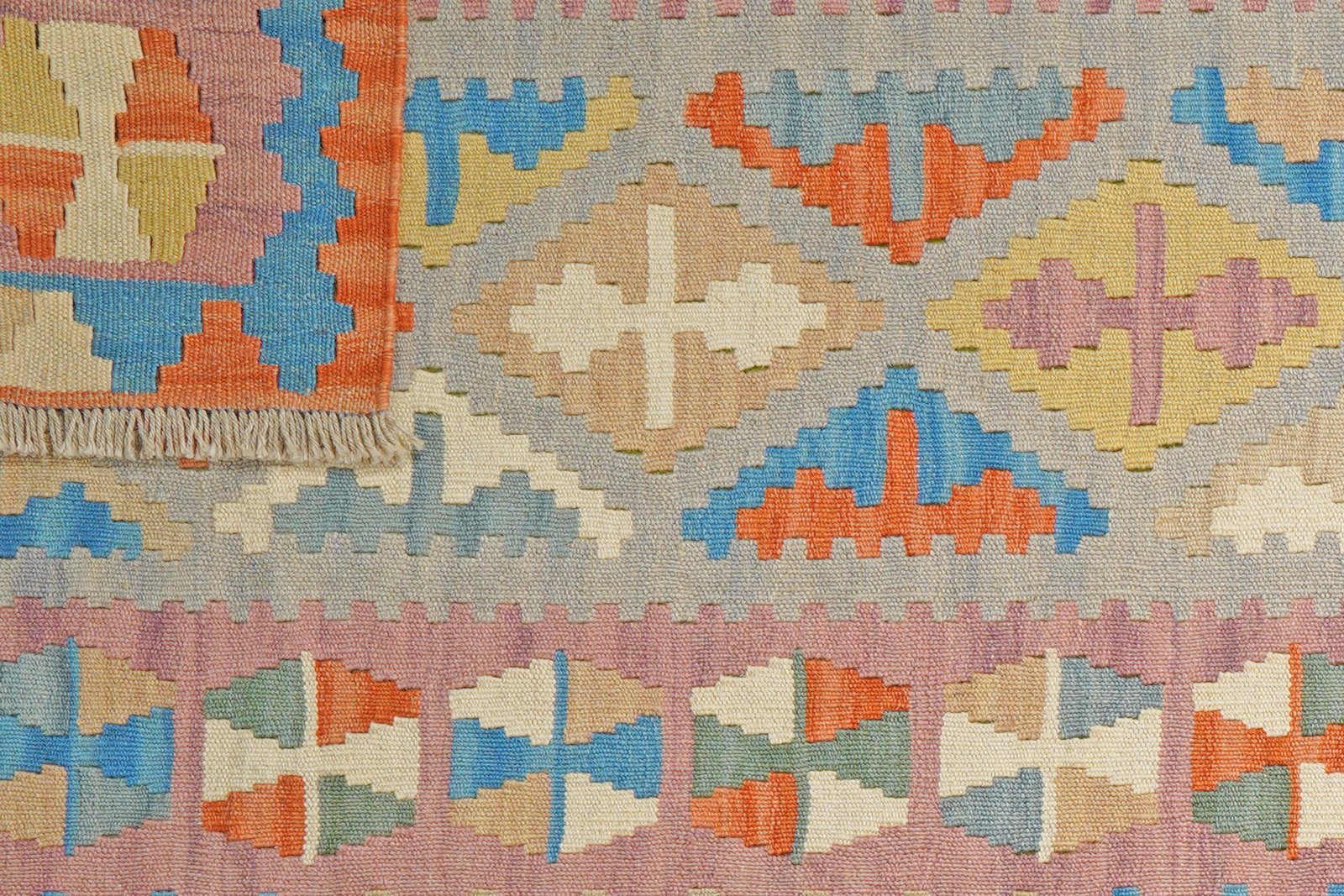 Kelim Gashgai — Handmade, 86x297 cm, Grey, 100% Virgin Wool | View 6