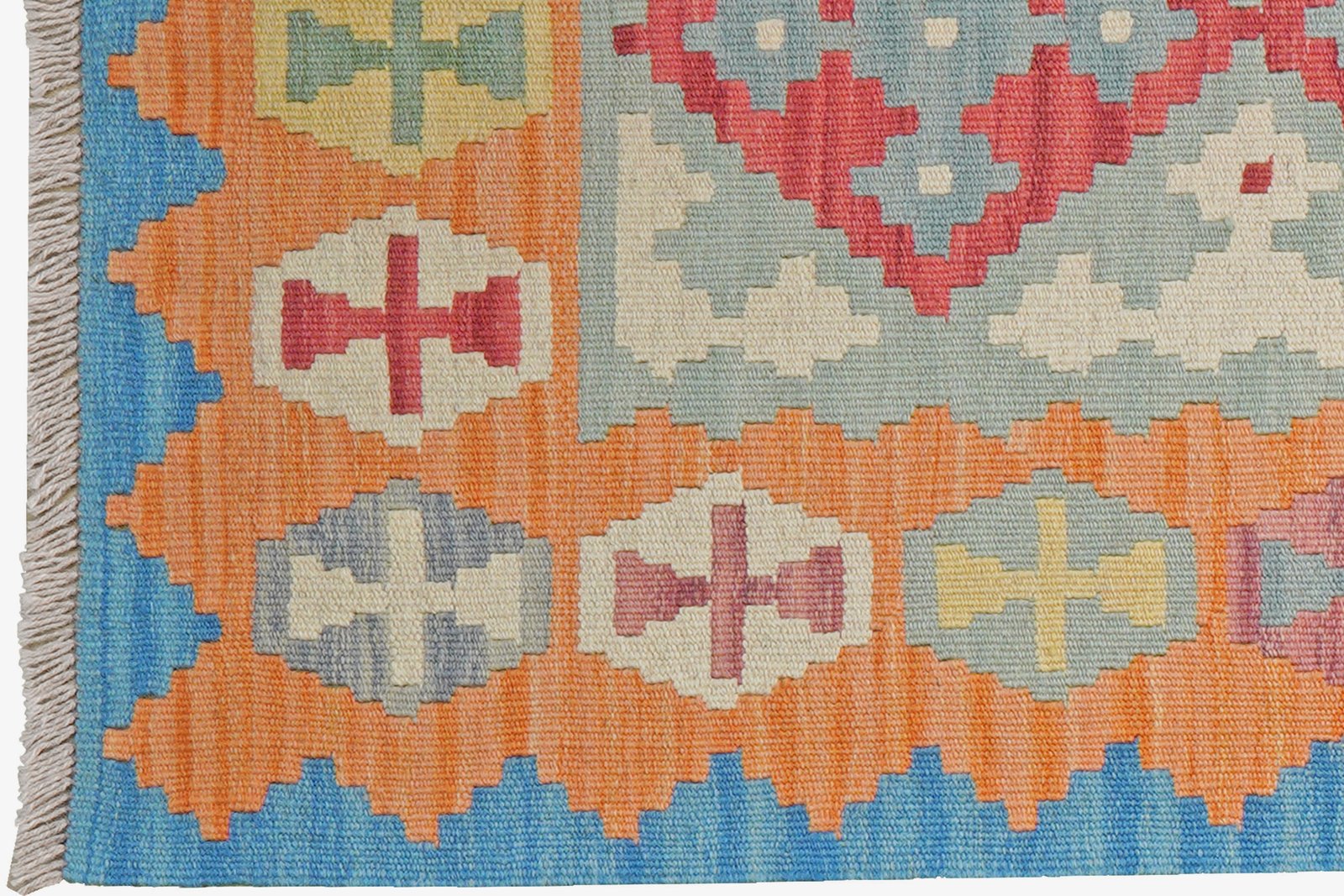 Kelim Gashgai — Handmade, 84x287 cm, Green, 100% Virgin Wool | View 3