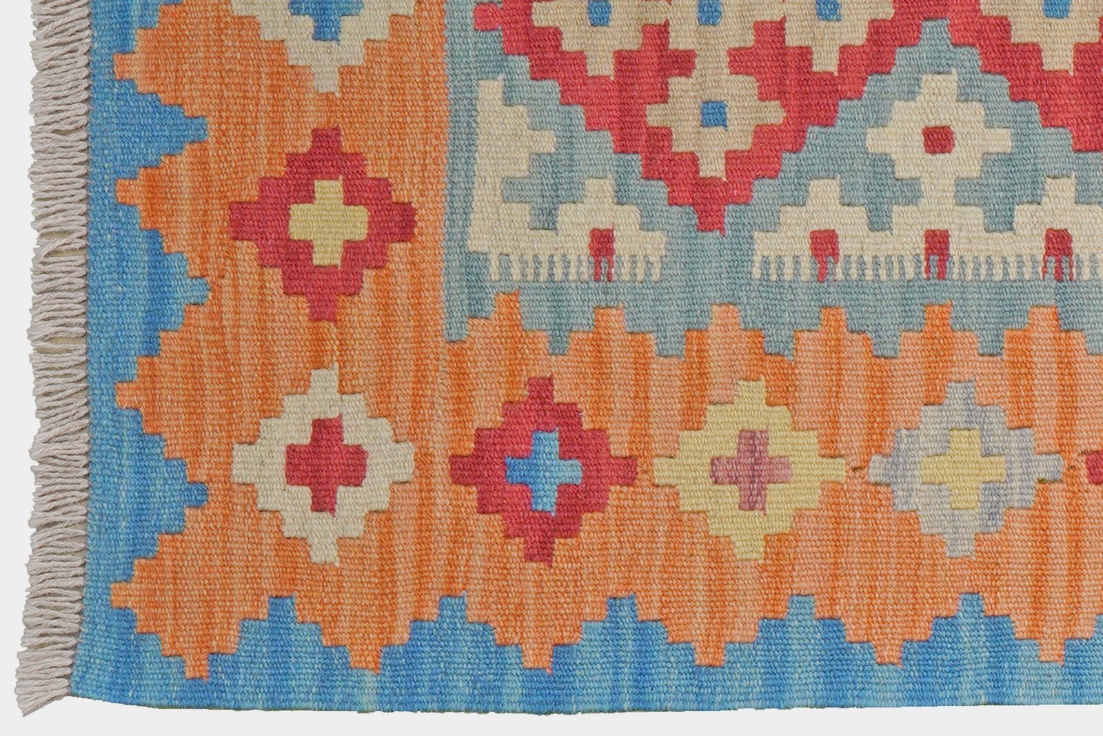 Kelim Gashgai — Handmade, 79x293 cm, Blue, 100% Virgin Wool | View 3