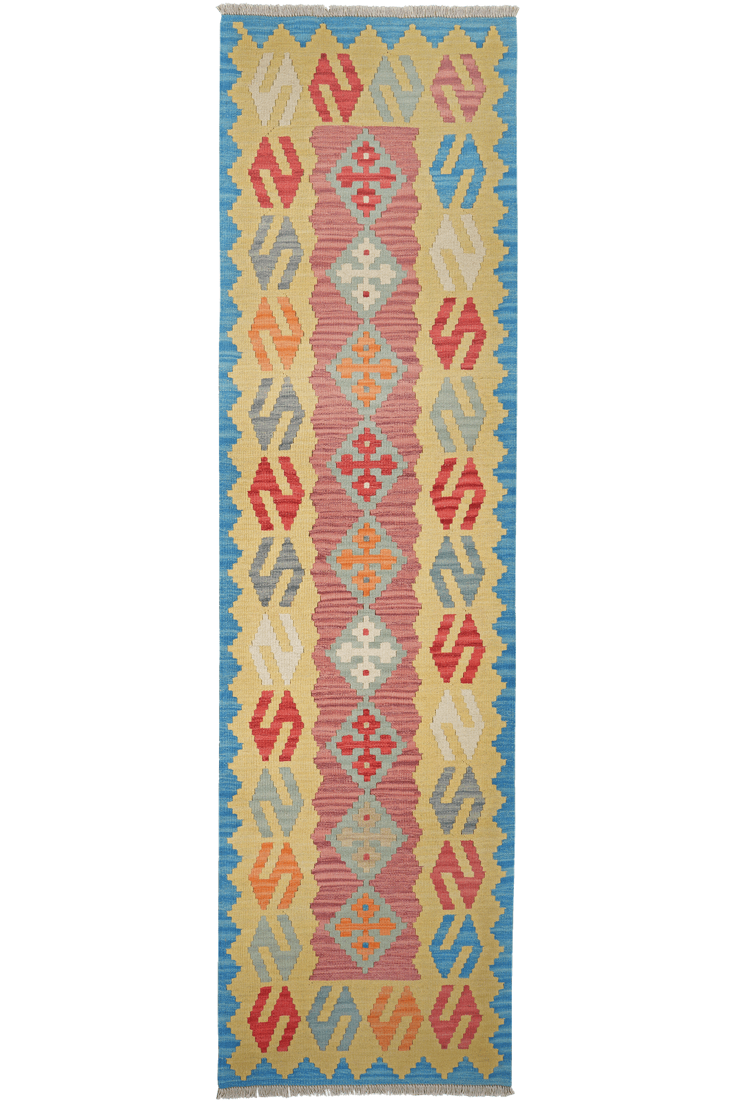 Kelim Gashgai — Handmade, 81x294 cm, Pink, 100% Virgin Wool | Main view