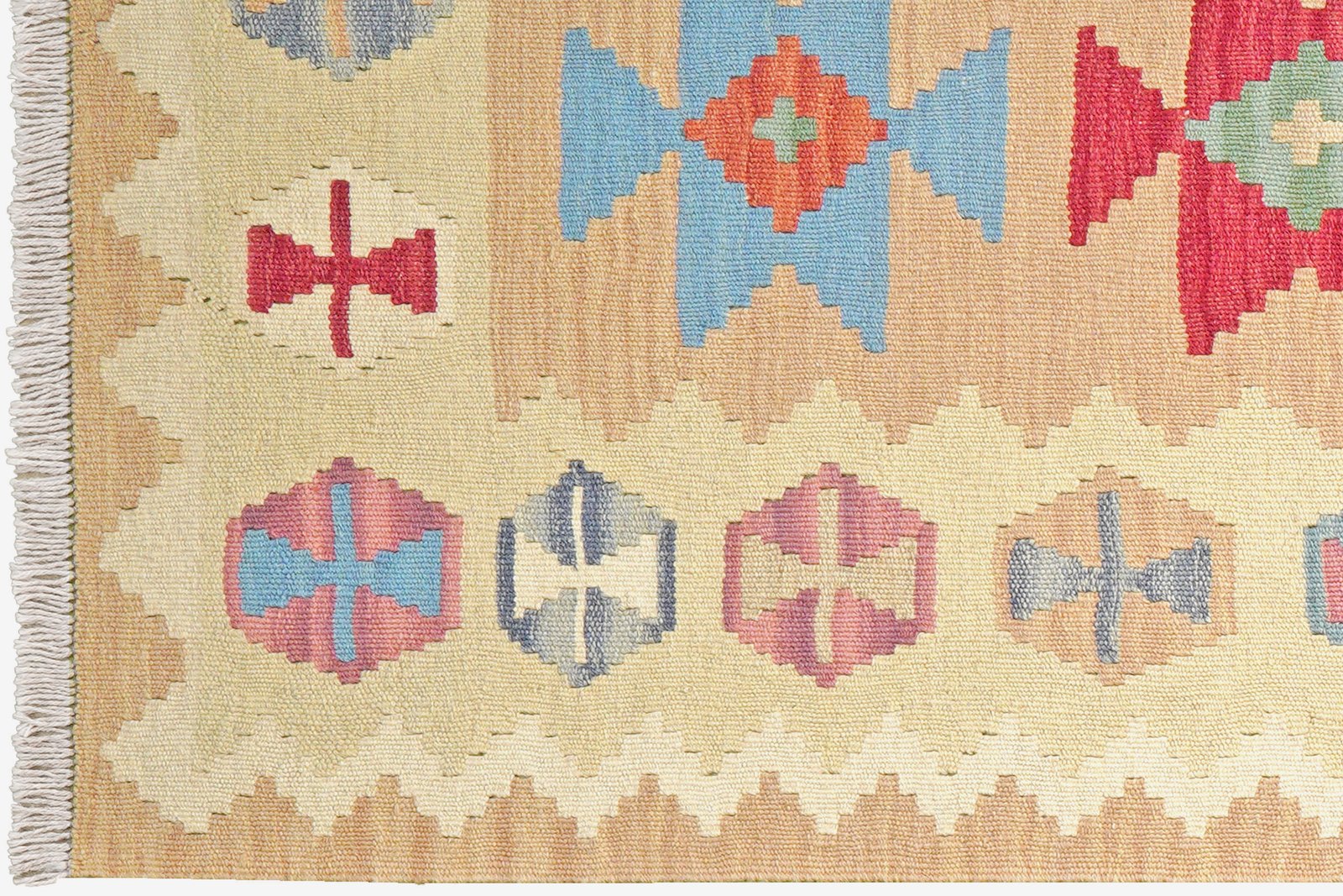Kelim Gashgai — Handmade, 86x297 cm, Beige, 100% Virgin Wool | View 3