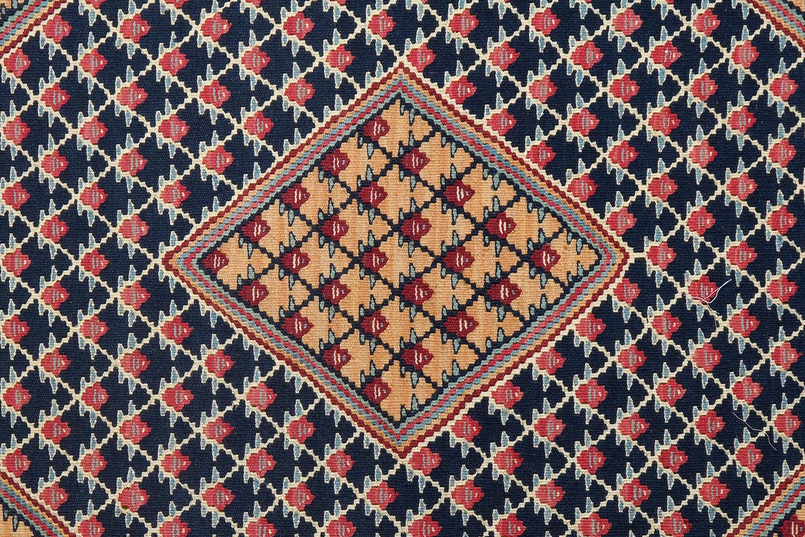 Kelim Senneh — Handmade, 105x148 cm, Blue, 100% Virgin Wool | View 5