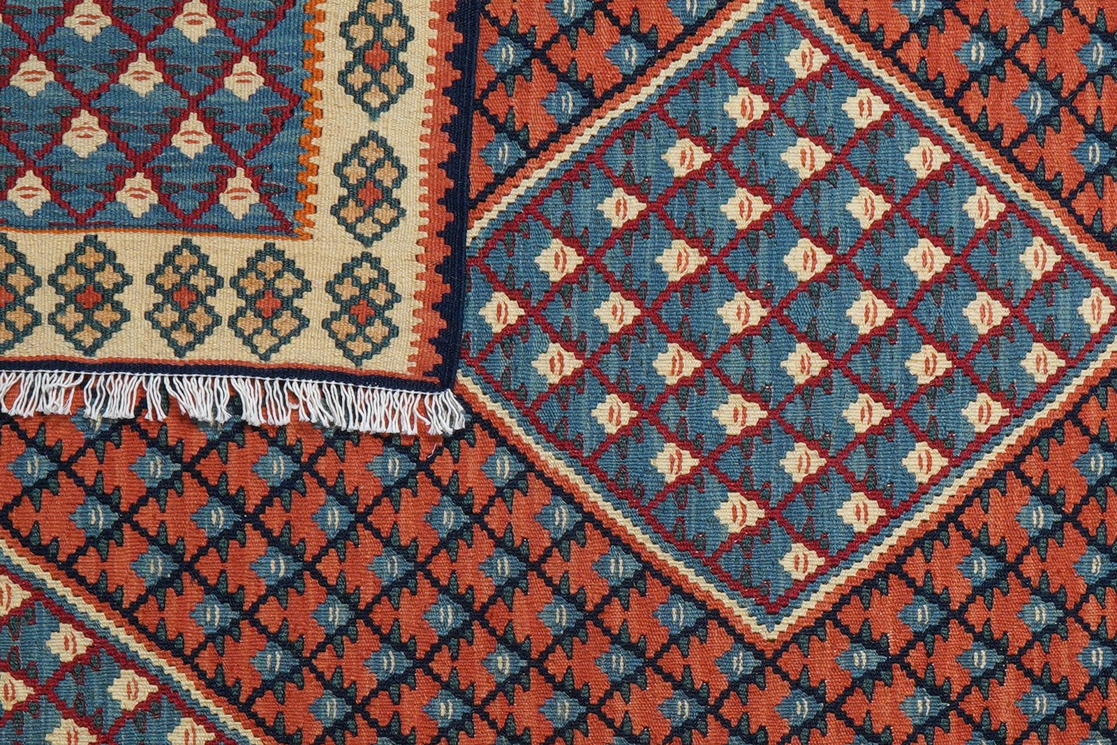 Kelim Senneh — Handmade, 107x157 cm, Red, 100% Virgin Wool | View 6