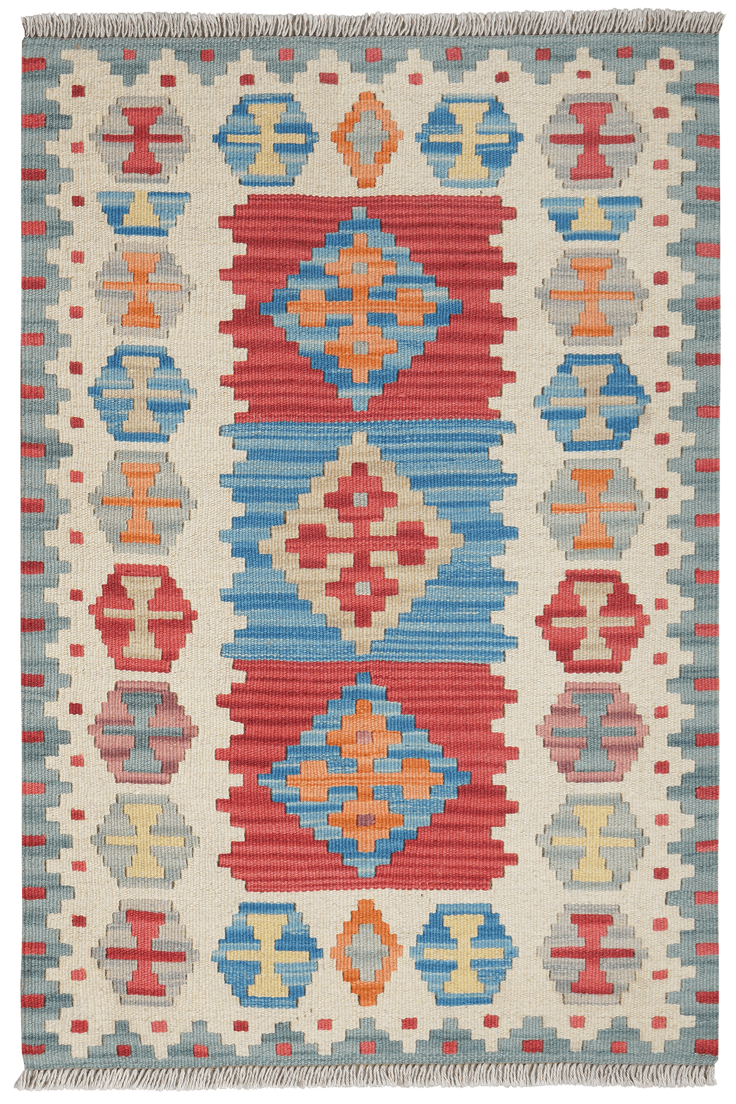 Kelim Gashgai — Handmade, 81x123 cm, Grey, 100% Virgin Wool | Main view