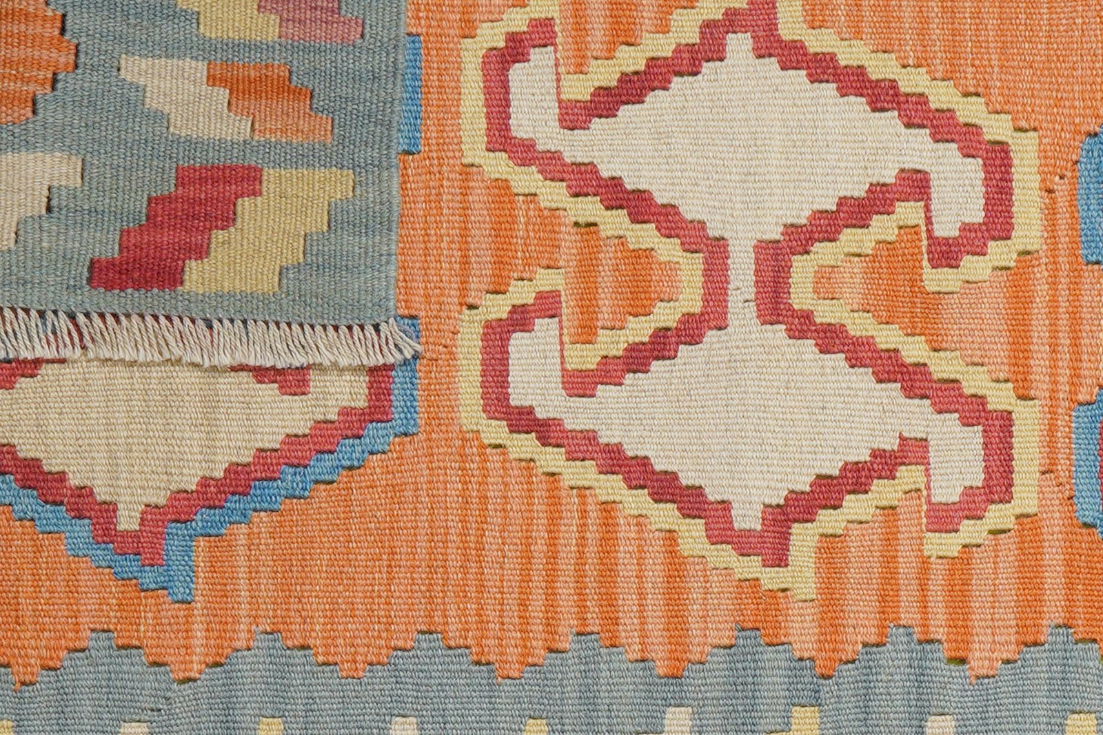 Kelim Gashgai — Handmade, 80x121 cm, Orange, 100% Virgin Wool | View 6