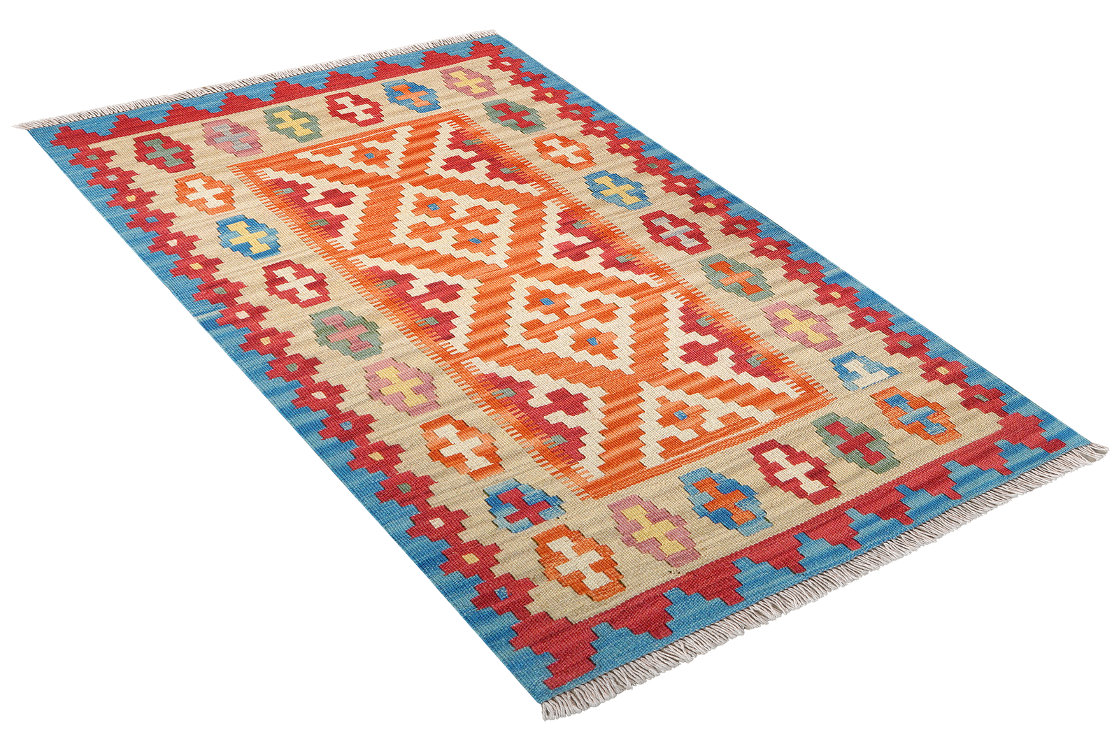 Kelim Gashgai — Handgefertigt, 140x85 cm, Beige, 100% Virgin Wool | View 5