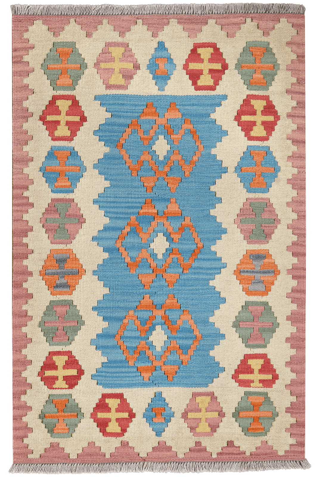 Kelim Gashgai — Handmade, 81x125 cm, Blue, 100% Virgin Wool | Main view