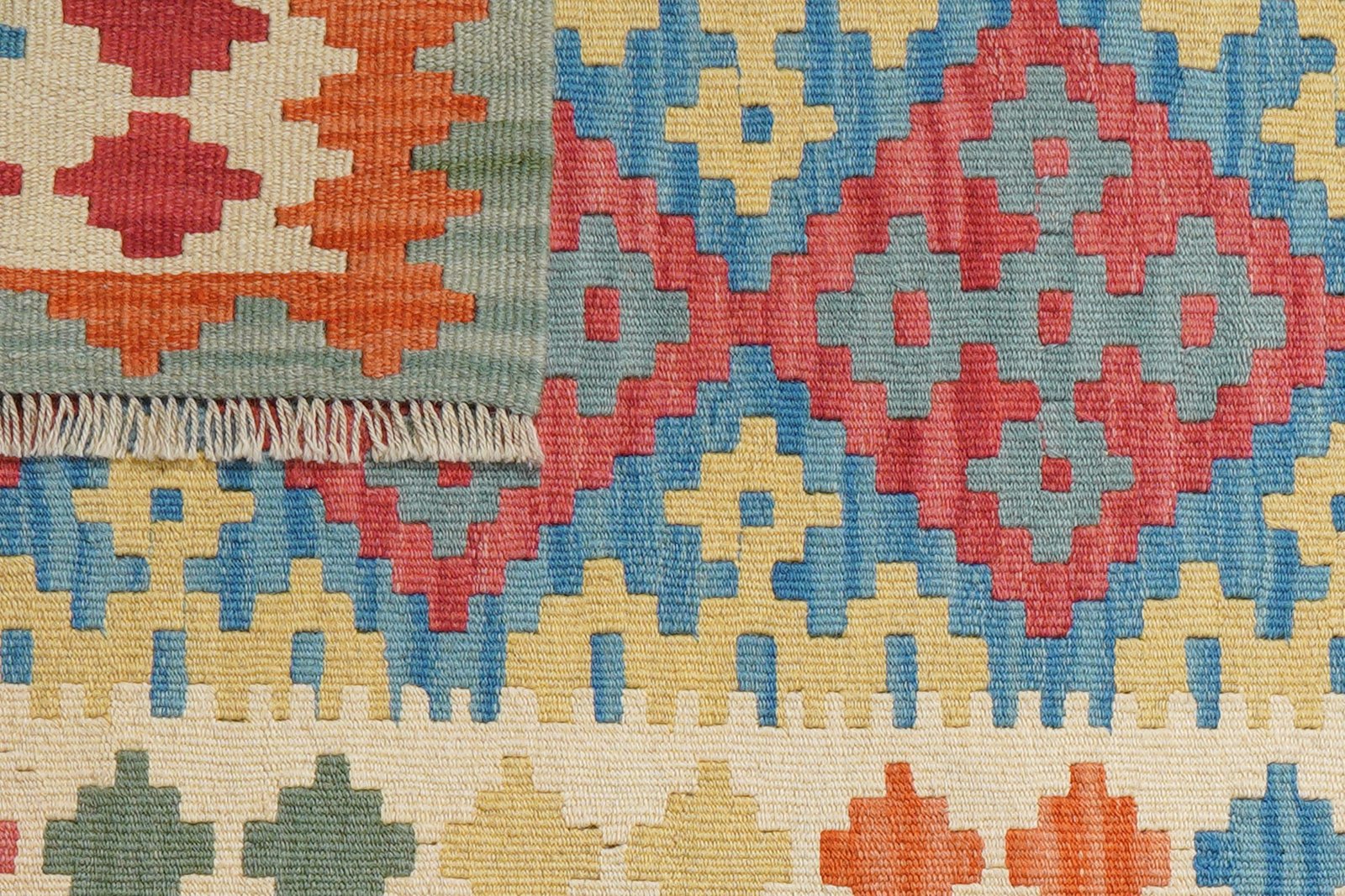 Kelim Gashgai — Handmade, 85x128 cm, Blue, 100% Virgin Wool | View 6