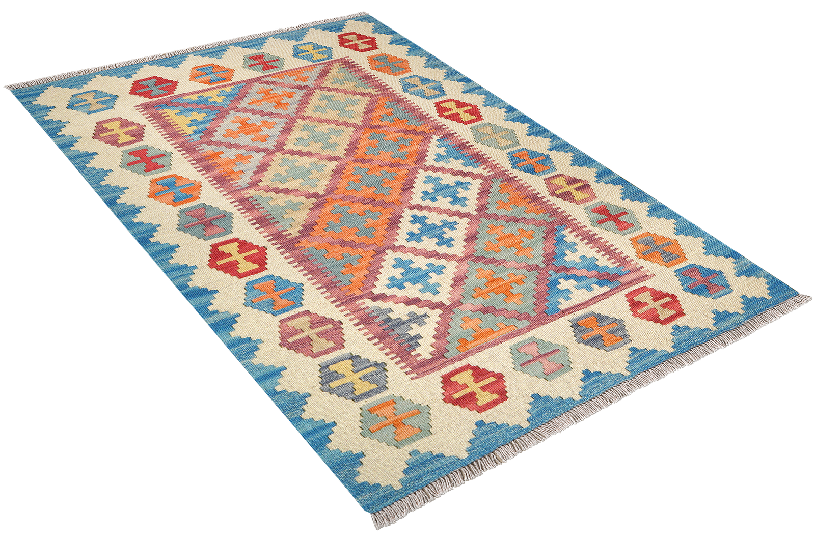 Kelim Gashgai — Handmade, 103x151 cm, Pink, 100% Virgin Wool | View 4