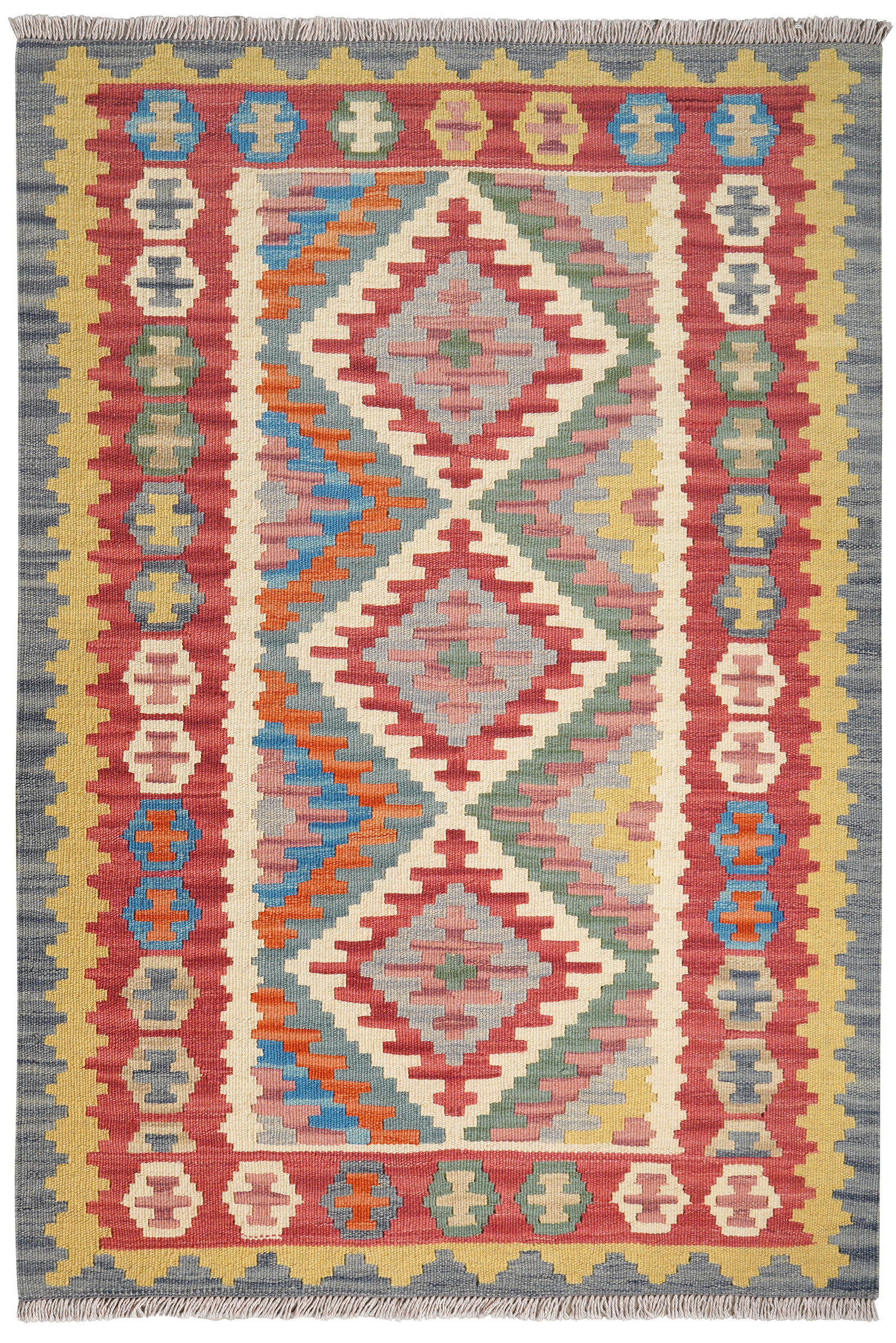 Kelim Gashgai — Handgefertigt, 153x105 cm, Rot, 100% Virgin Wool | Main view