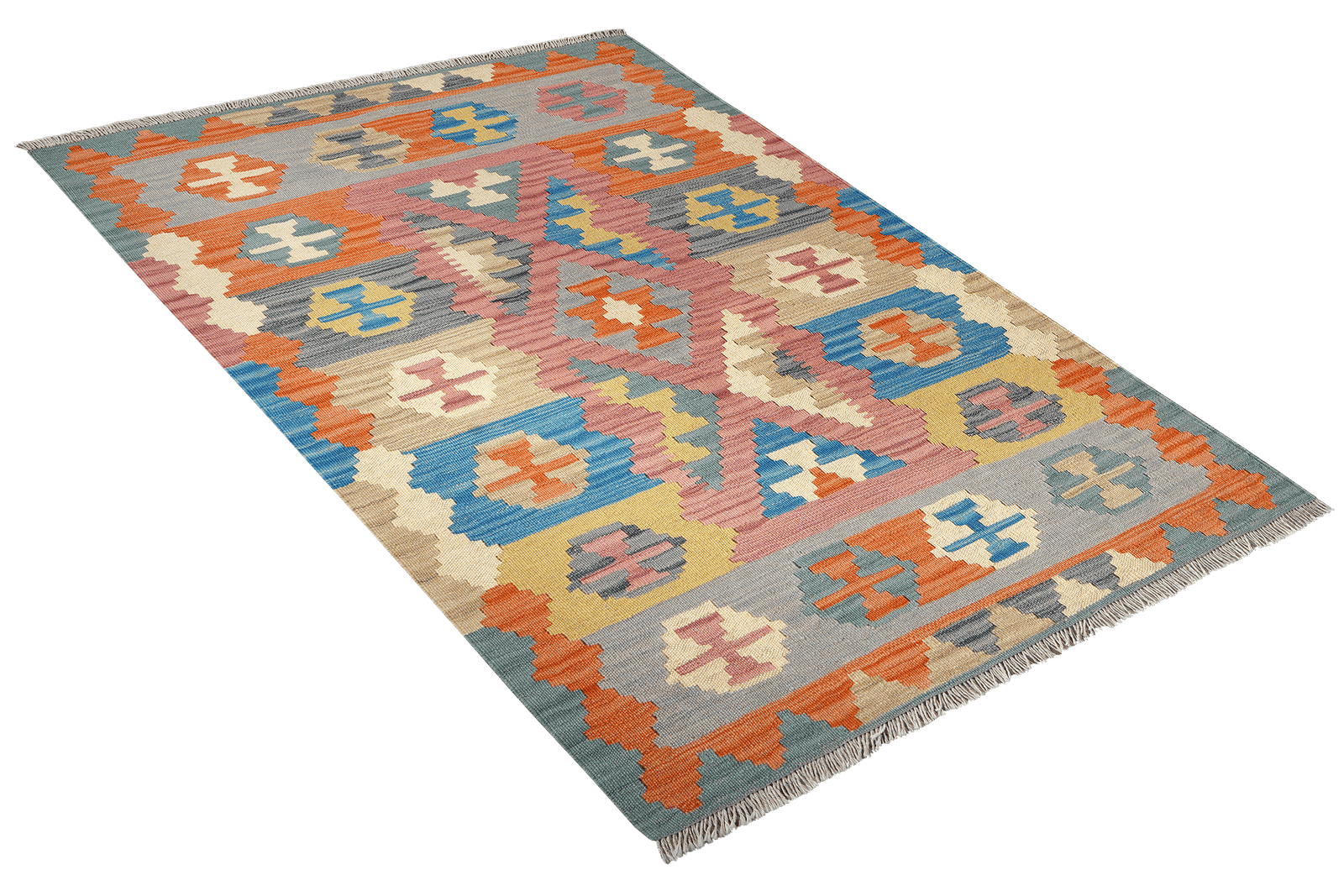 Kelim Gashgai — Handmade, 105x153 cm, Pink, 100% Virgin Wool | View 4