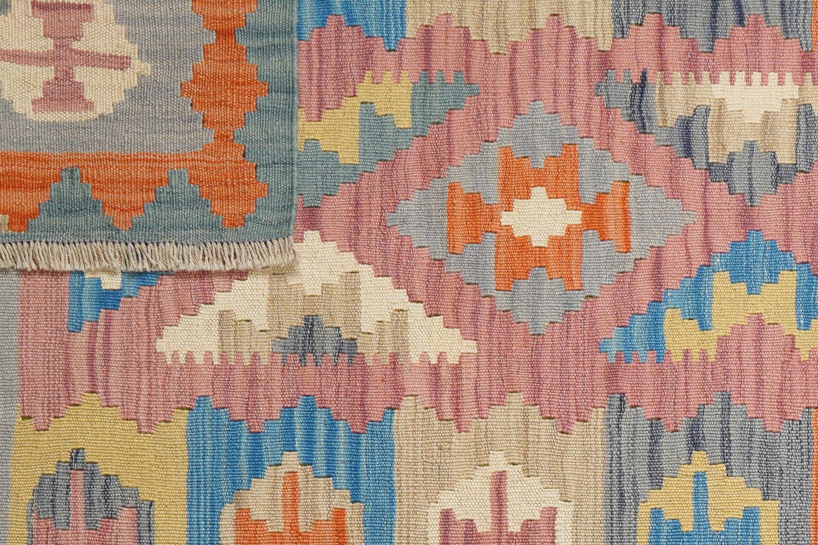 Kelim Gashgai — Handmade, 105x153 cm, Pink, 100% Virgin Wool | View 6