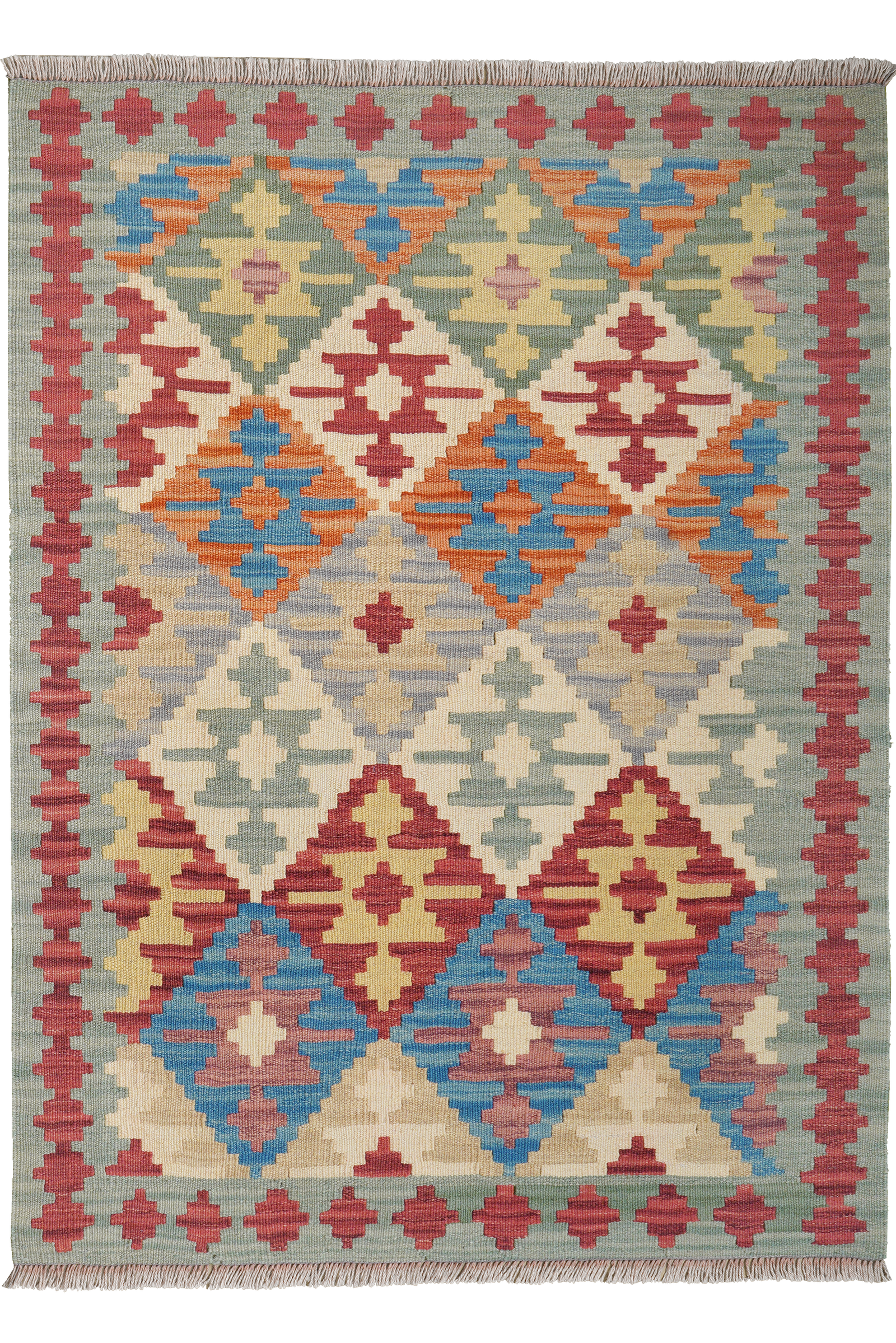 Kelim Gashgai — Handgefertigt, 142x105 cm, Rot, 100% Virgin Wool | Main view