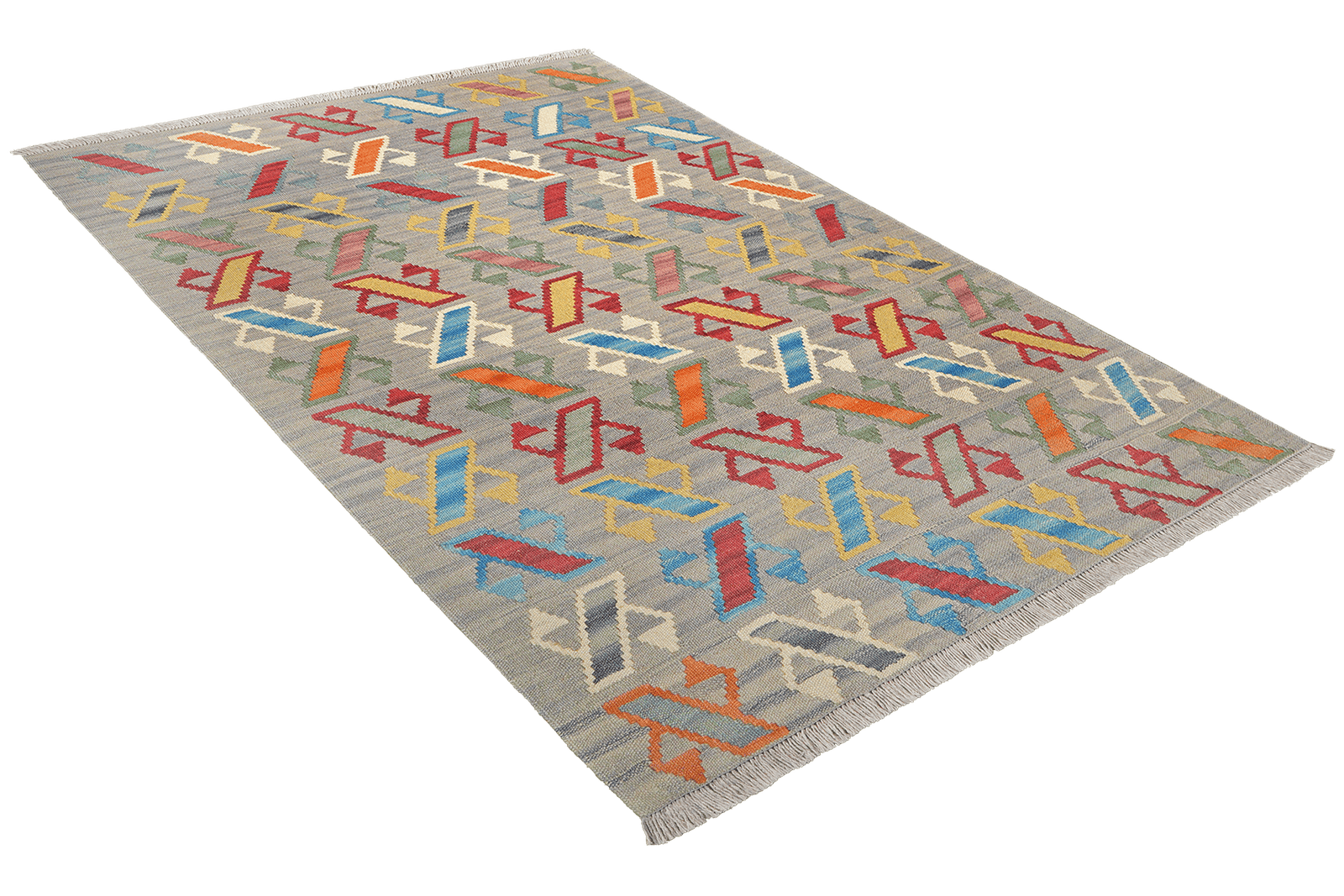 Kelim Gashgai — Handmade, 102x150 cm, Grey, 100% Virgin Wool | View 4
