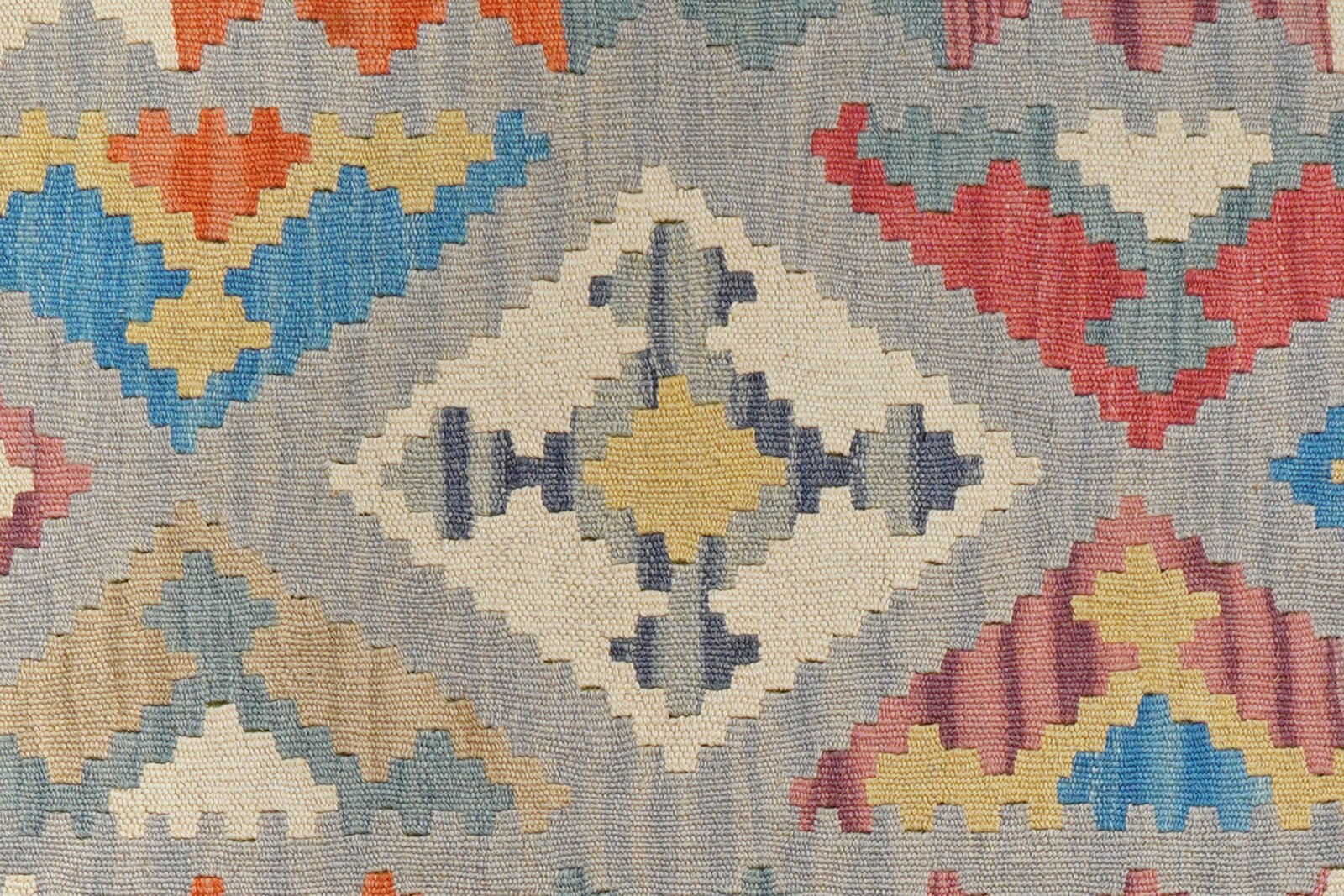 Kelim Gashgai — Handmade, 106x153 cm, Grey, 100% Virgin Wool | View 5