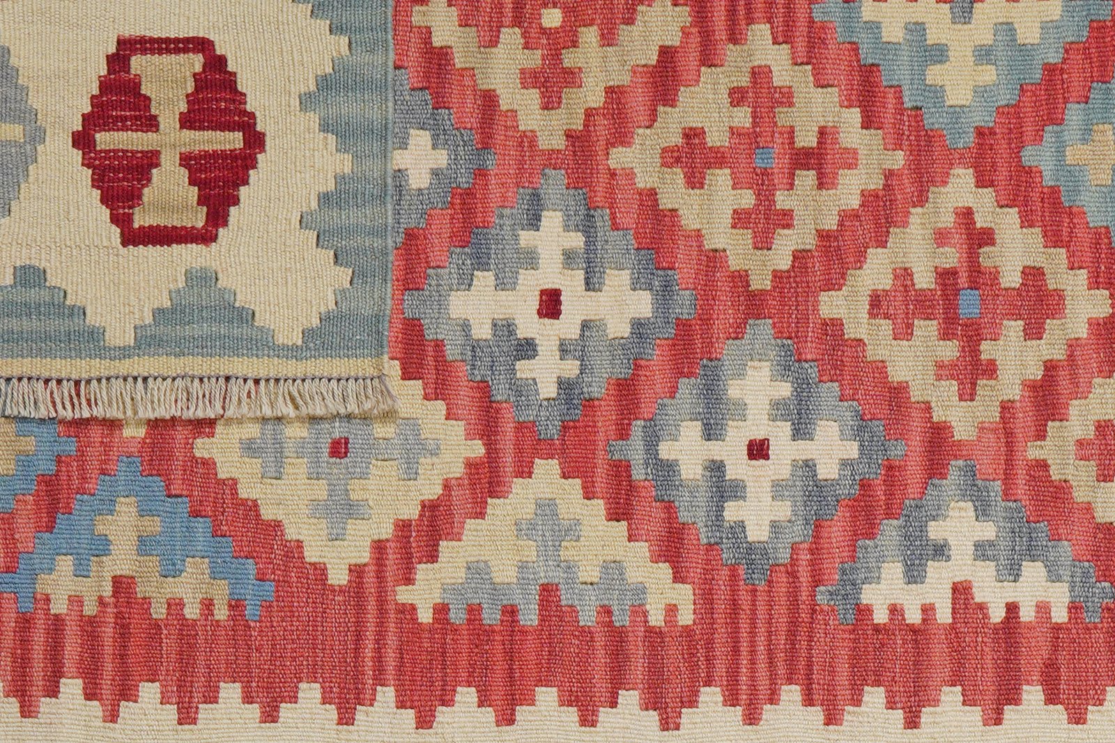 Kelim Gashgai — Handmade, 105x153 cm, Red, 100% Virgin Wool | View 6