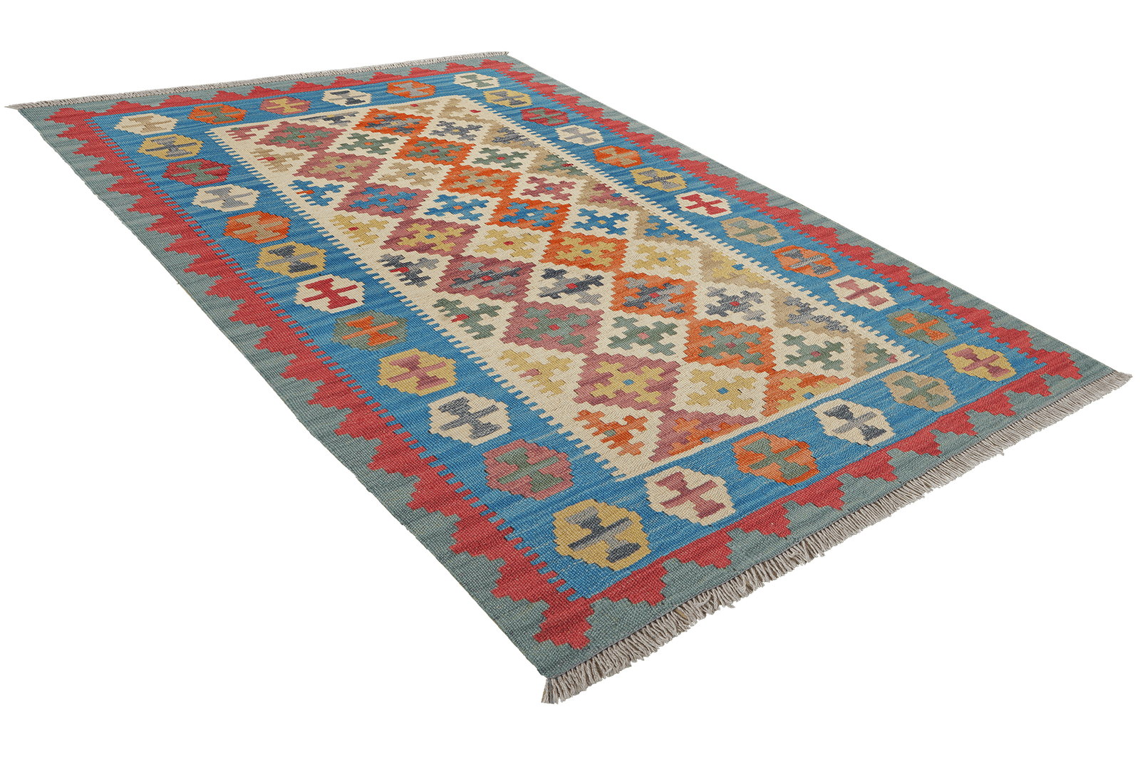 Kelim Gashgai — Handmade, 104x153 cm, Beige, 100% Virgin Wool | View 4