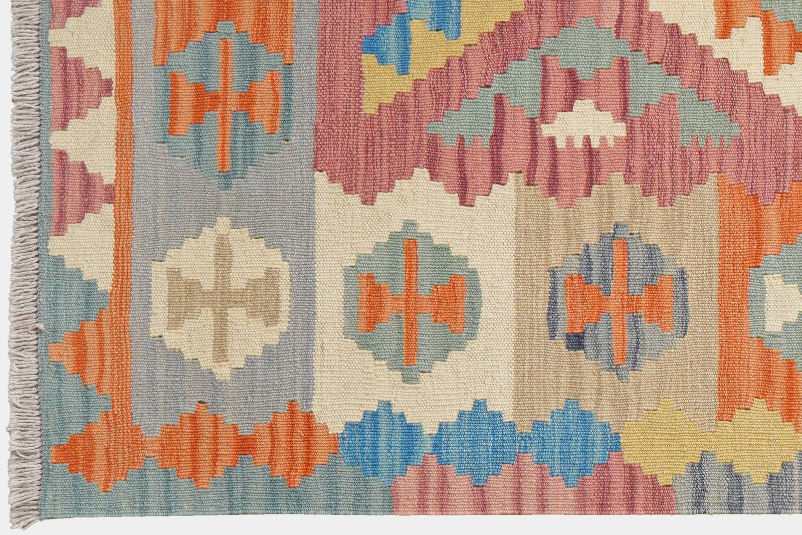 Kelim Gashgai — Handmade, 104x155 cm, Pink, 100% Virgin Wool | View 3