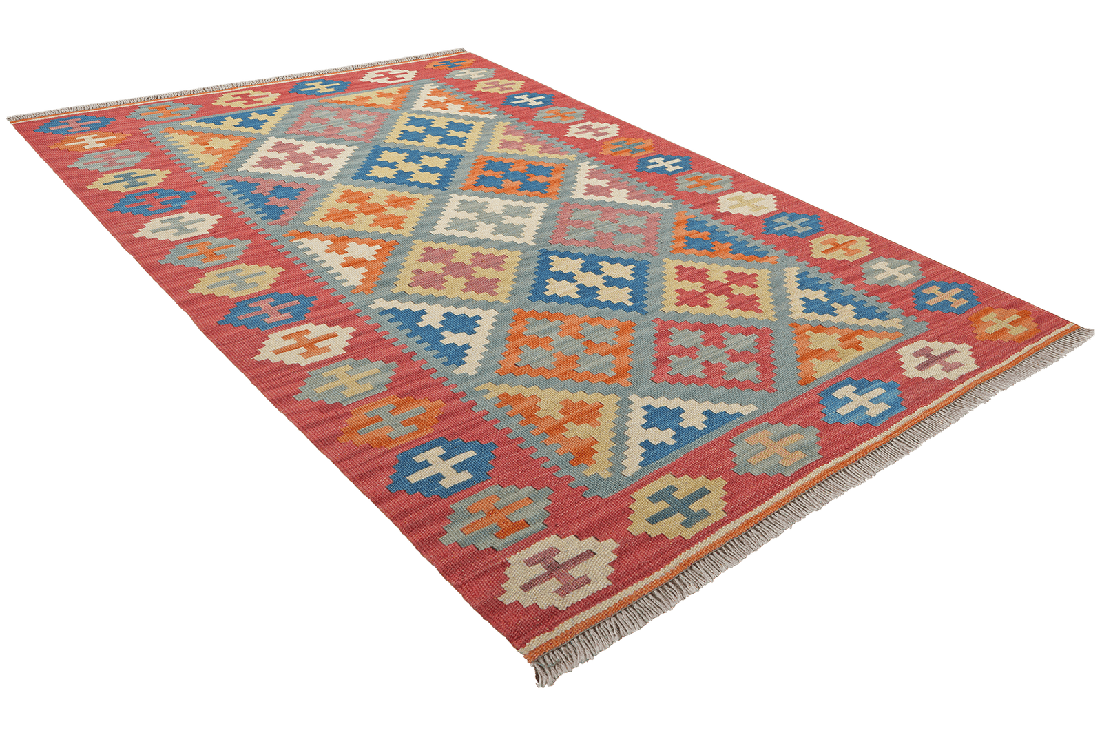 Kelim Gashgai — Handmade, 107x152 cm, Blue, 100% Virgin Wool | View 4