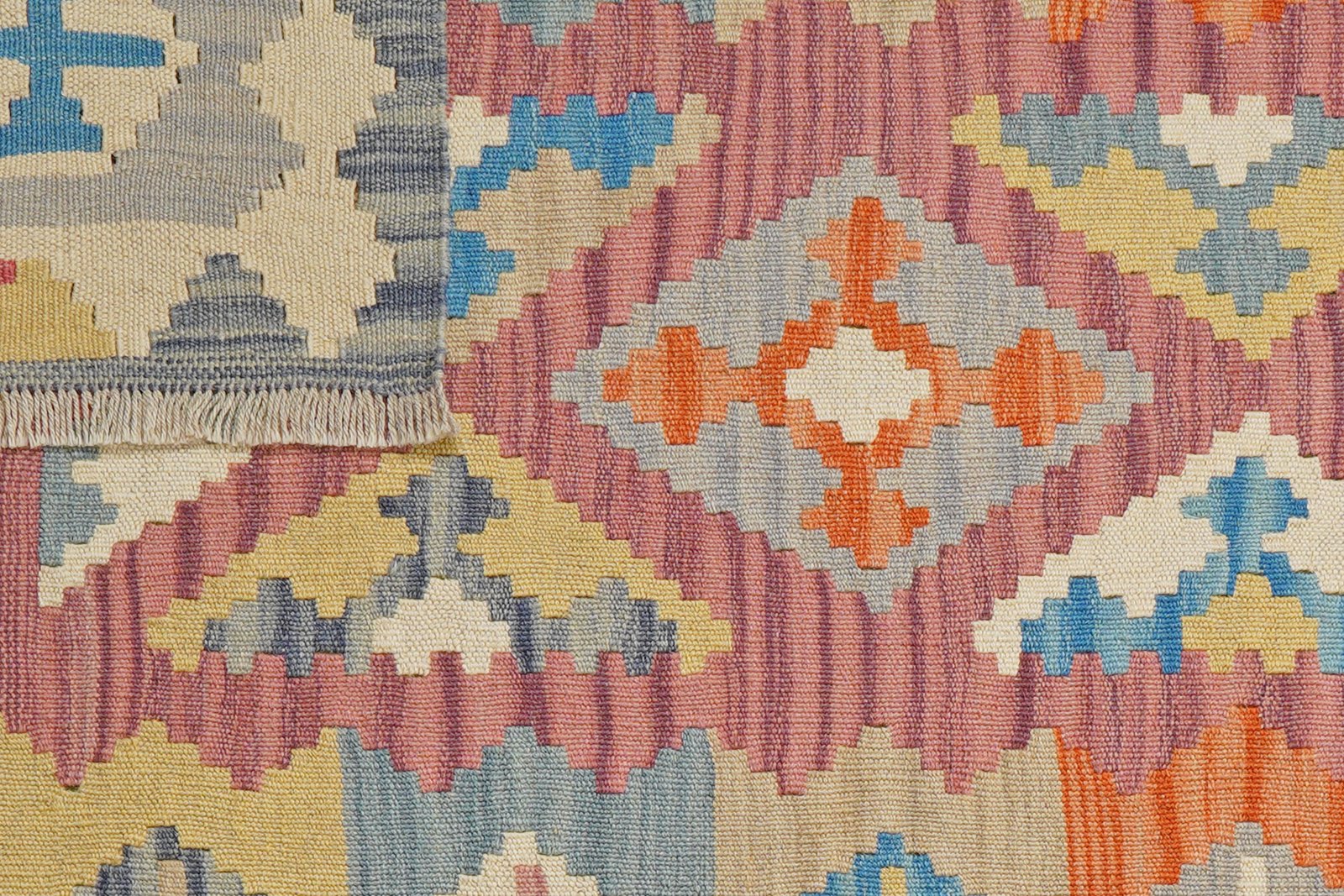 Kelim Gashgai — Handmade, 104x149 cm, Pink, 100% Virgin Wool | View 6