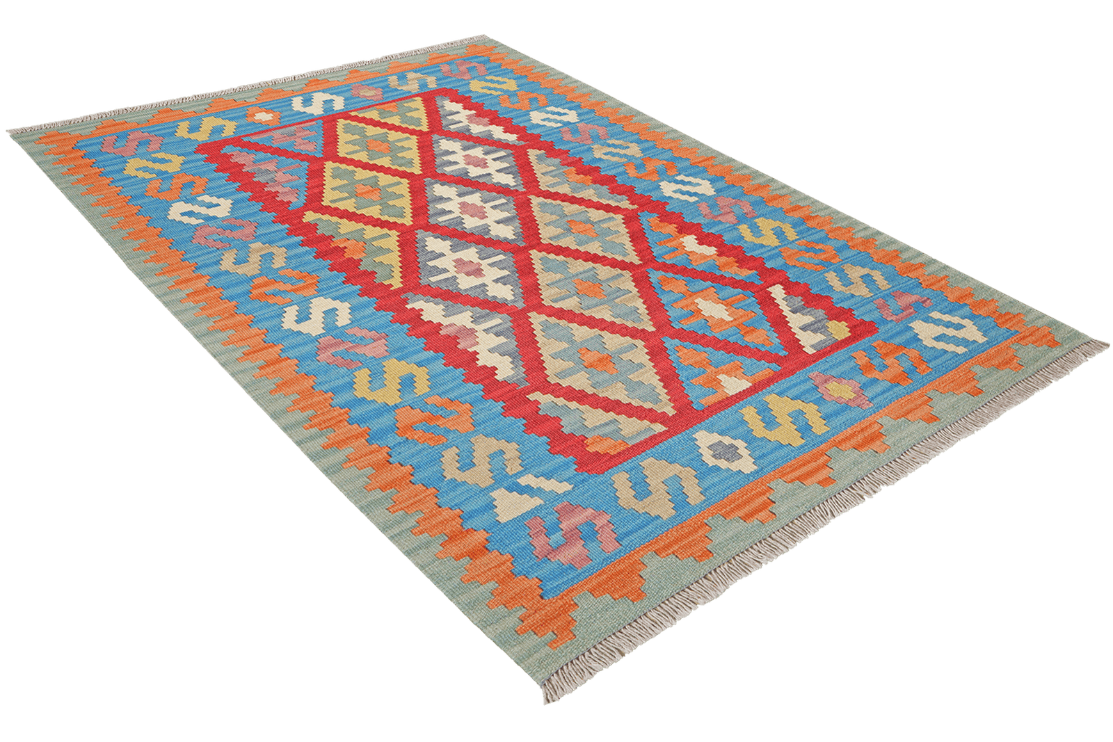 Kelim Gashgai — Handmade, 107x149 cm, Red, 100% Virgin Wool | View 4
