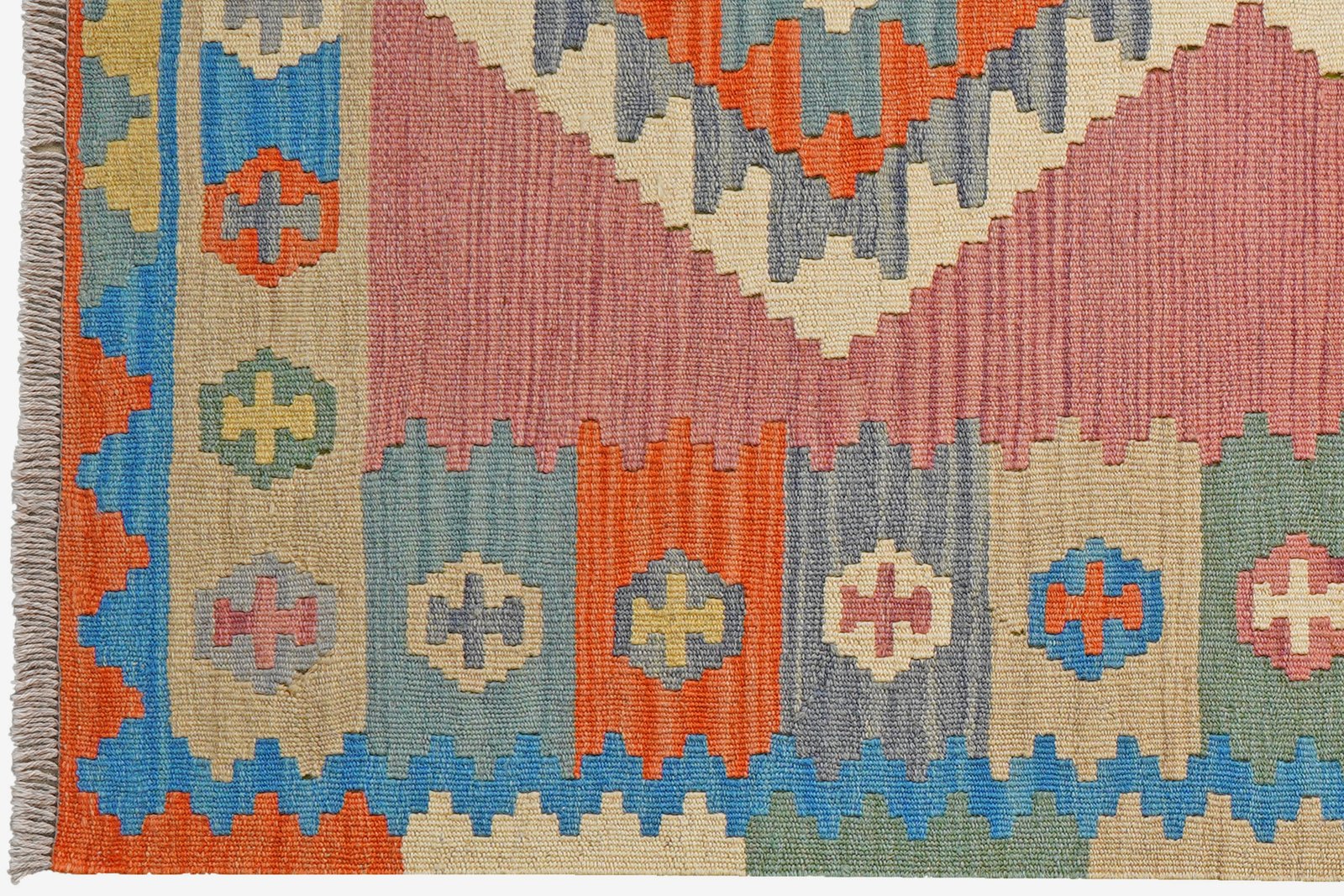 Kelim Gashgai — Handmade, 106x150 cm, Pink, 100% Virgin Wool | View 3