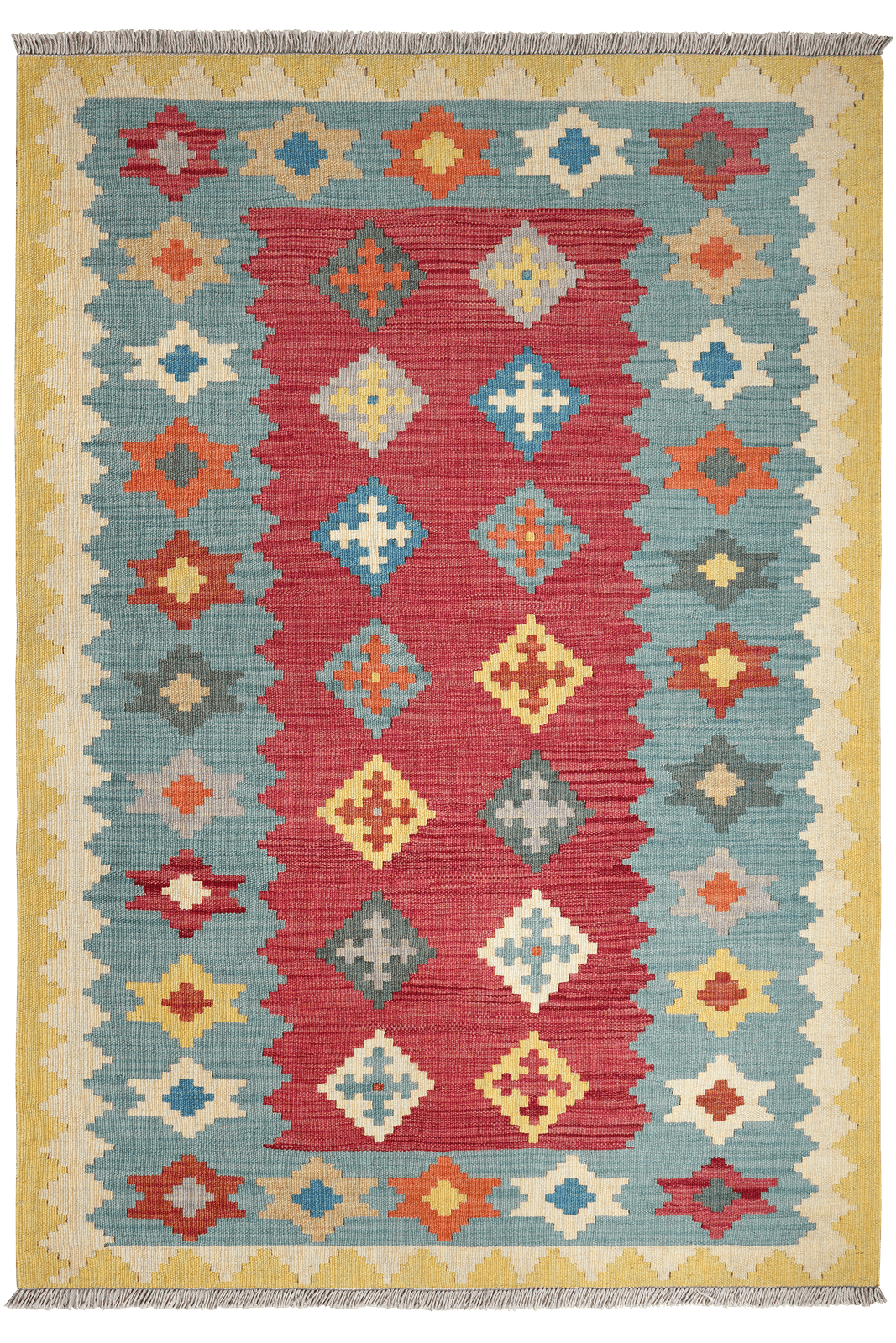 Kelim Gashgai — Handmade, 130x185 cm, Red, 100% Virgin Wool | Main view