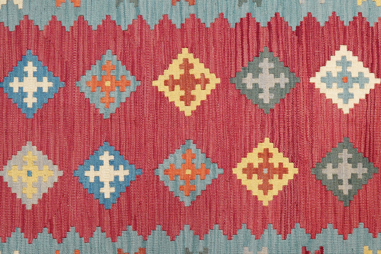 Kelim Gashgai — Handmade, 130x185 cm, Red, 100% Virgin Wool | View 5