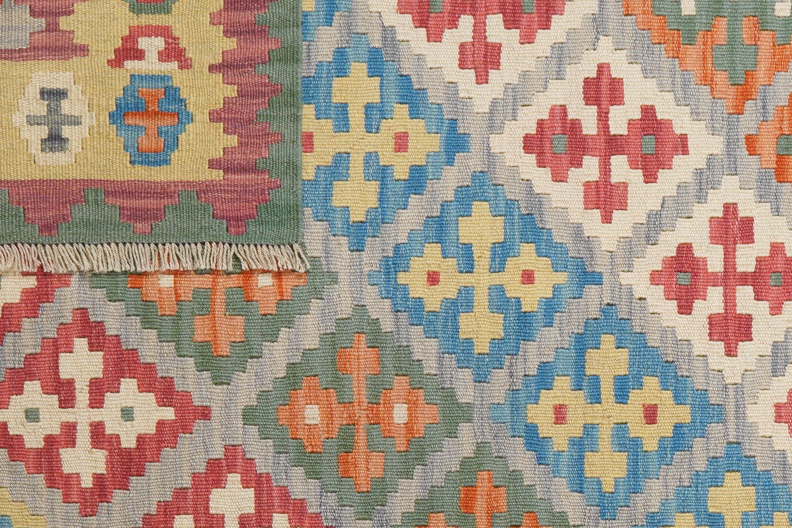Kelim Gashgai — Handmade, 124x175 cm, Grey, 100% Virgin Wool | View 6
