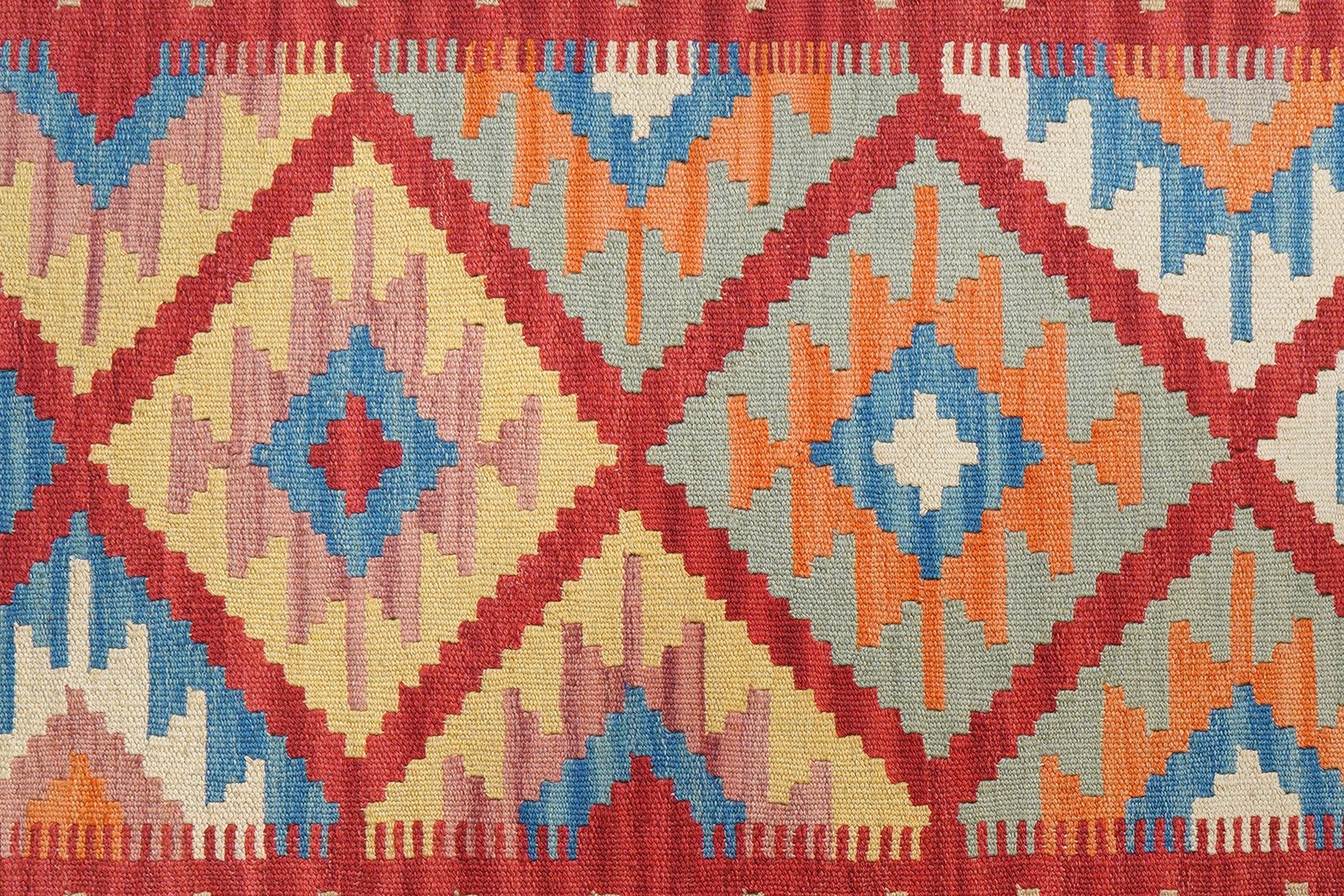 Kelim Gashgai — Handmade, 129x182 cm, Red, 100% Virgin Wool | View 5