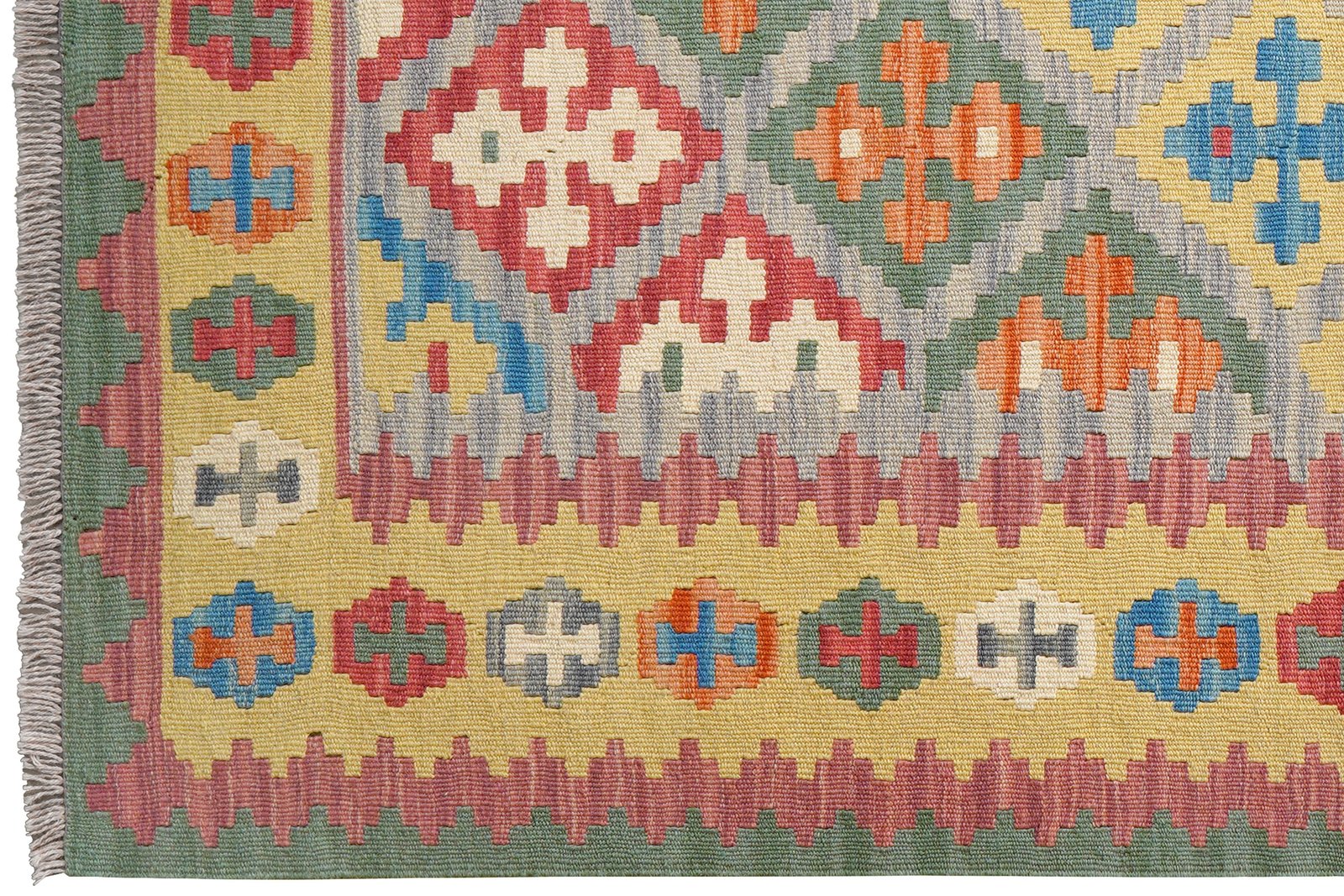 Kelim Gashgai — Handmade, 125x176 cm, Grey, 100% Virgin Wool | View 3