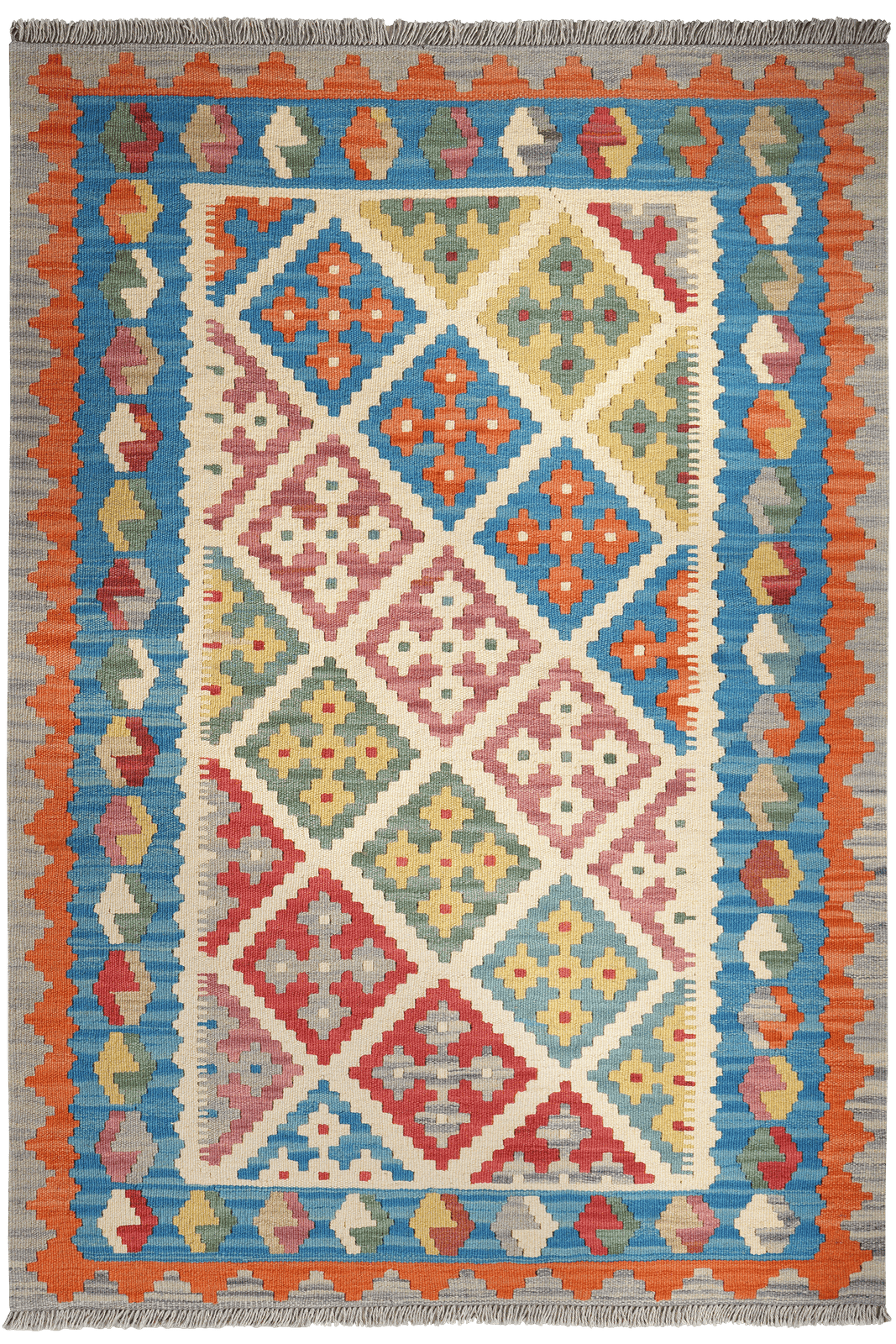Kelim Gashgai — Handmade, 126x179 cm, Beige, 100% Virgin Wool | Main view