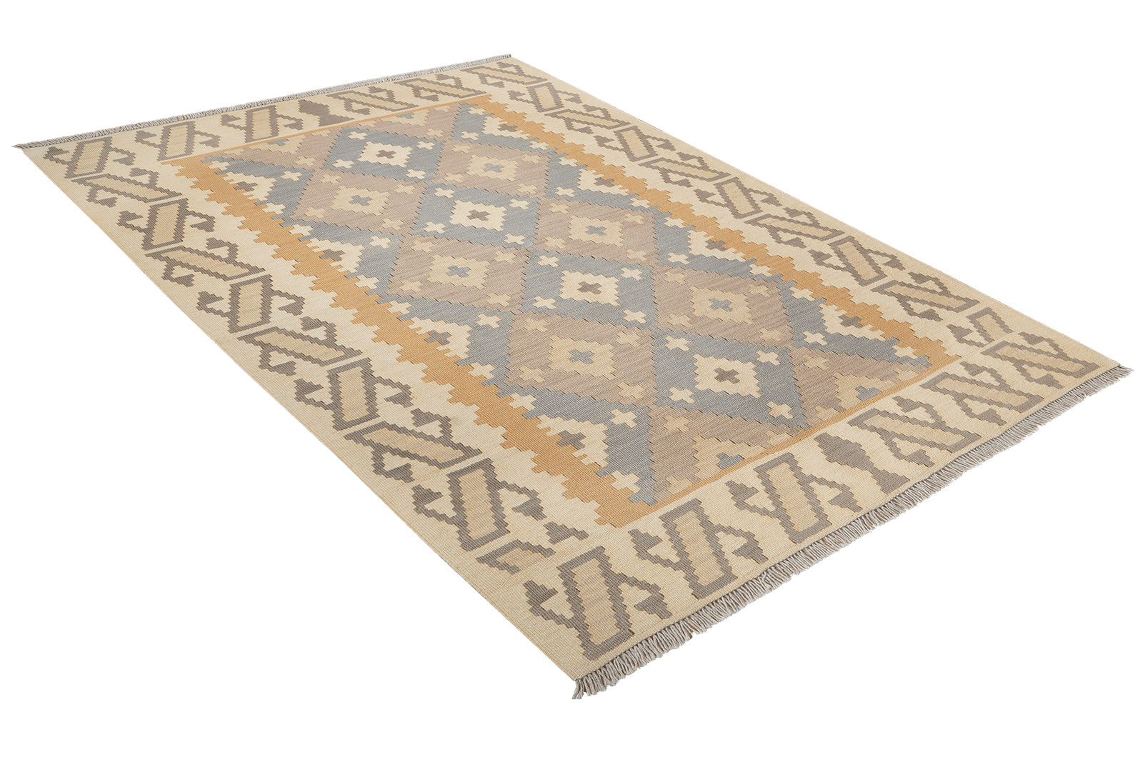 Kelim Gashgai — Handmade, 123x178 cm, Grey, 100% Virgin Wool | View 4