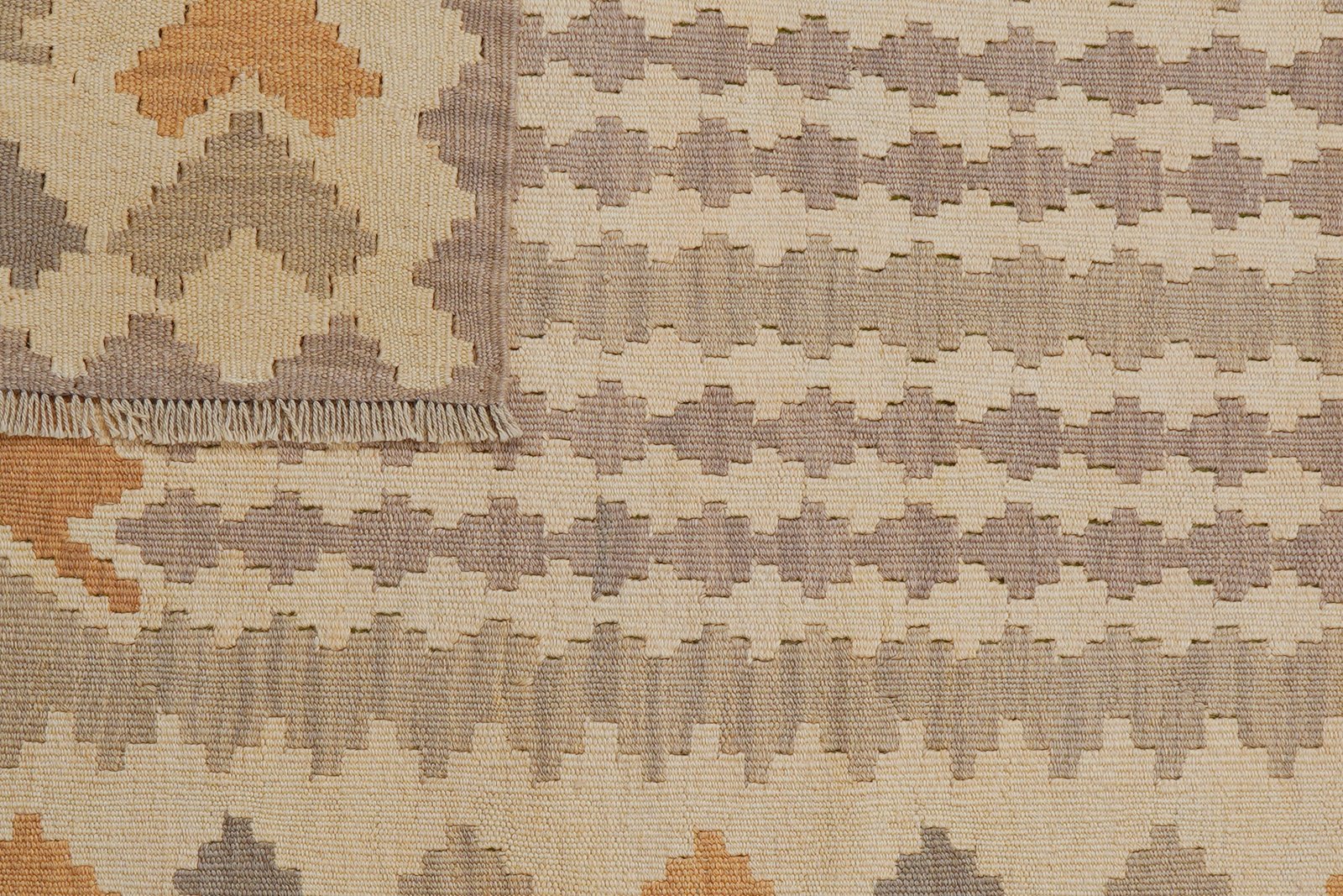 Kelim Gashgai — Handmade, 122x175 cm, Grey, 100% Virgin Wool | View 6