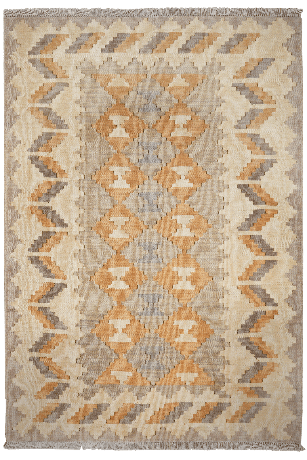 Kelim Gashgai — Handmade, 121x173 cm, Grey, 100% Virgin Wool | Main view