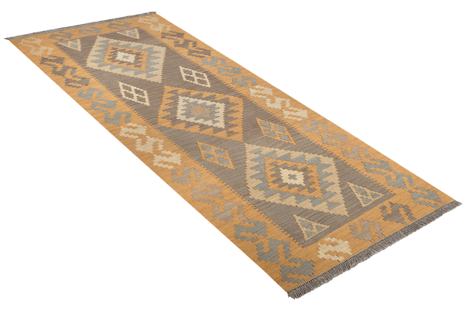 Kelim Gashgai — Handmade, 86x195 cm, Grey, 100% Virgin Wool | View 4