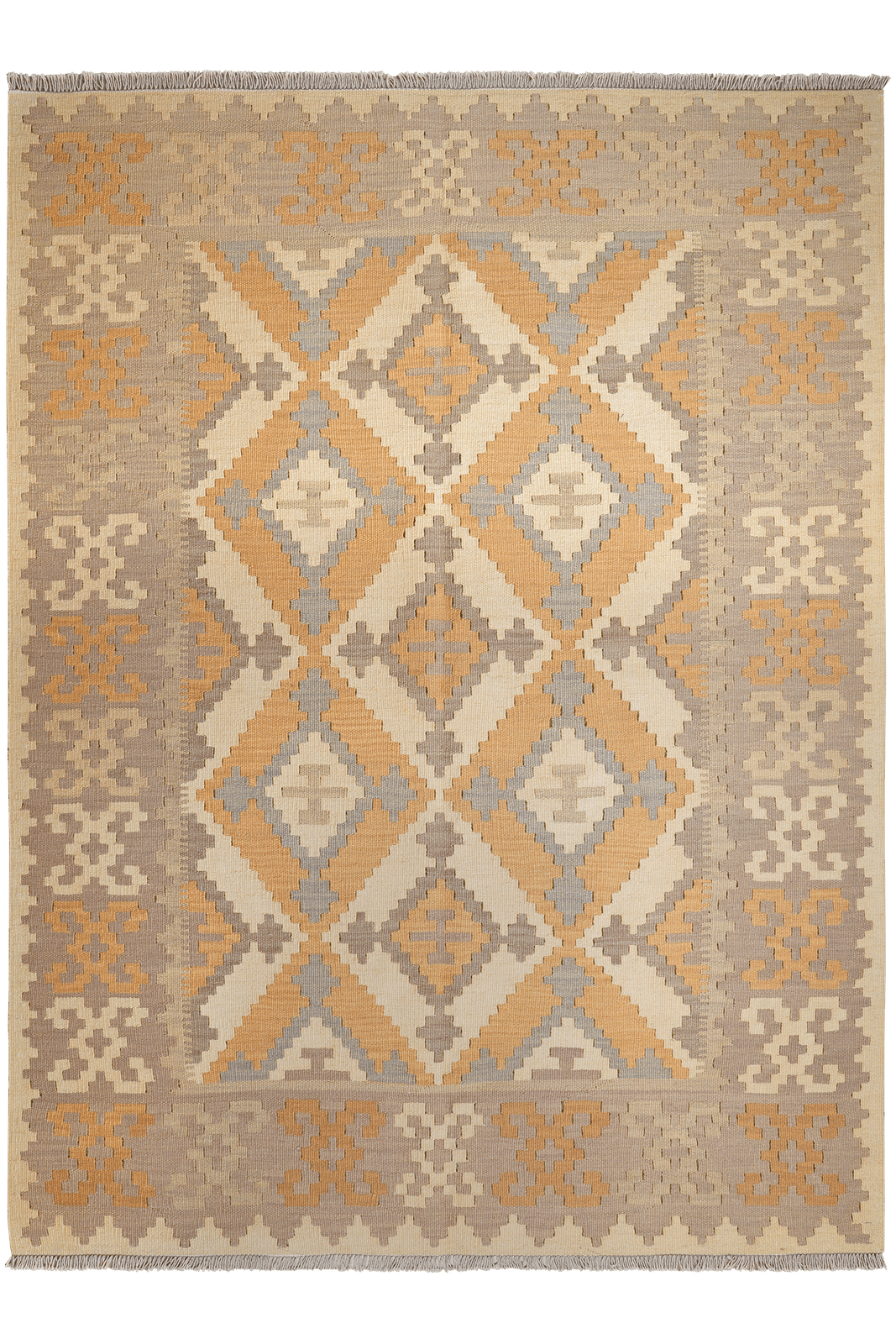 Kelim Gashgai — Handmade, 174x230 cm, Beige, 100% Virgin Wool | Main view