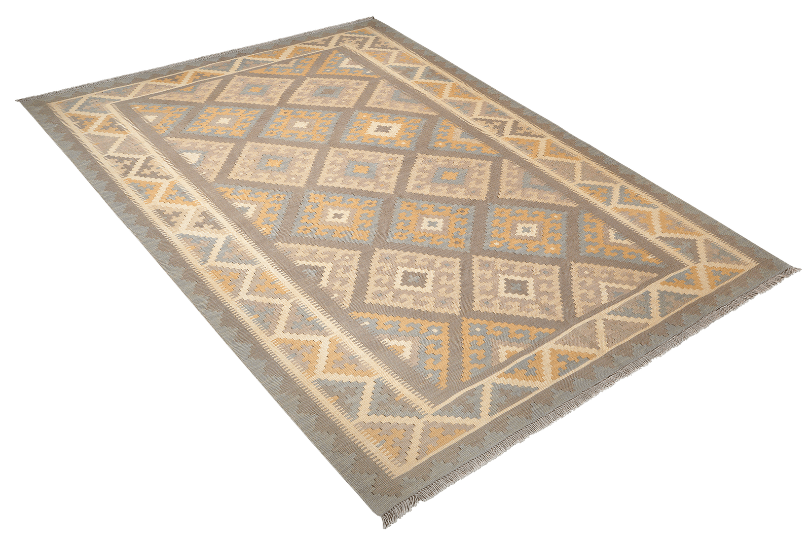 Kelim Gashgai — Handmade, 187x246 cm, Grey, 100% Virgin Wool | View 4