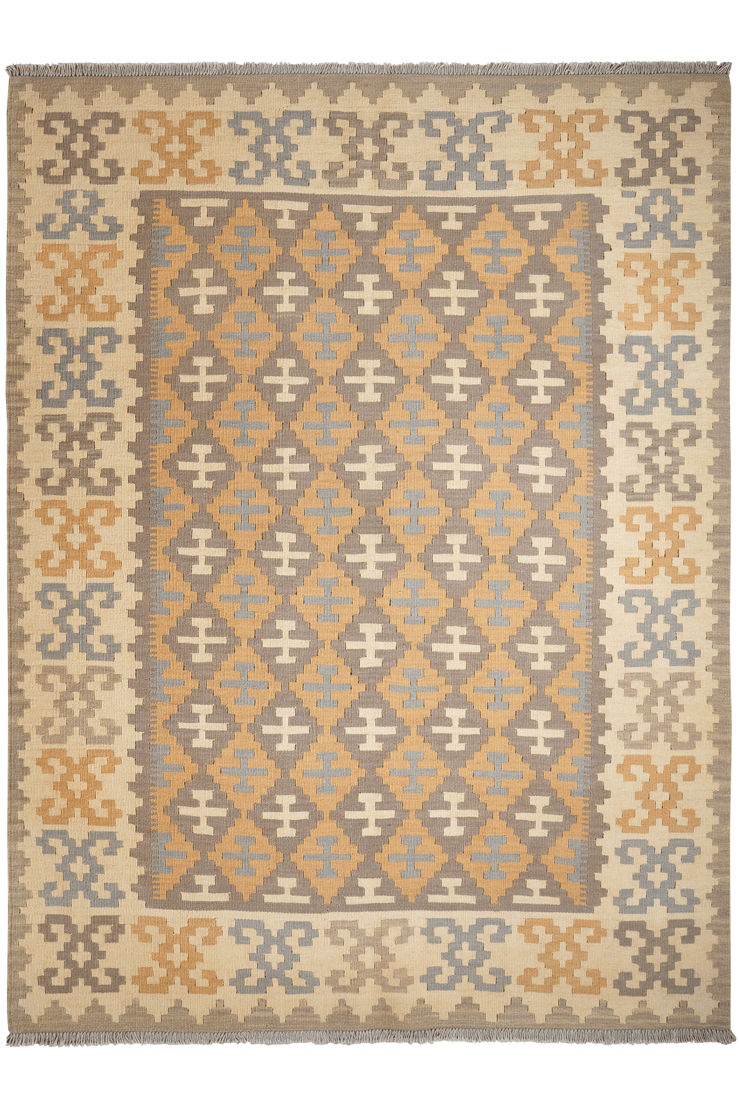 Kelim Gashgai — Handmade, 175x231 cm, Grey, 100% Virgin Wool | Main view