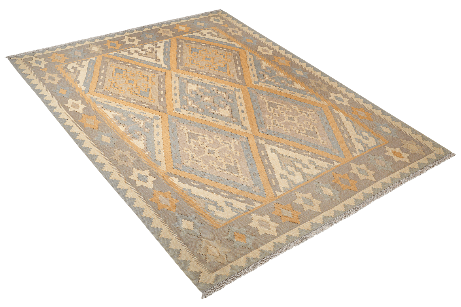 Kelim Gashgai — Handmade, 203x253 cm, Beige, 100% Virgin Wool | View 4