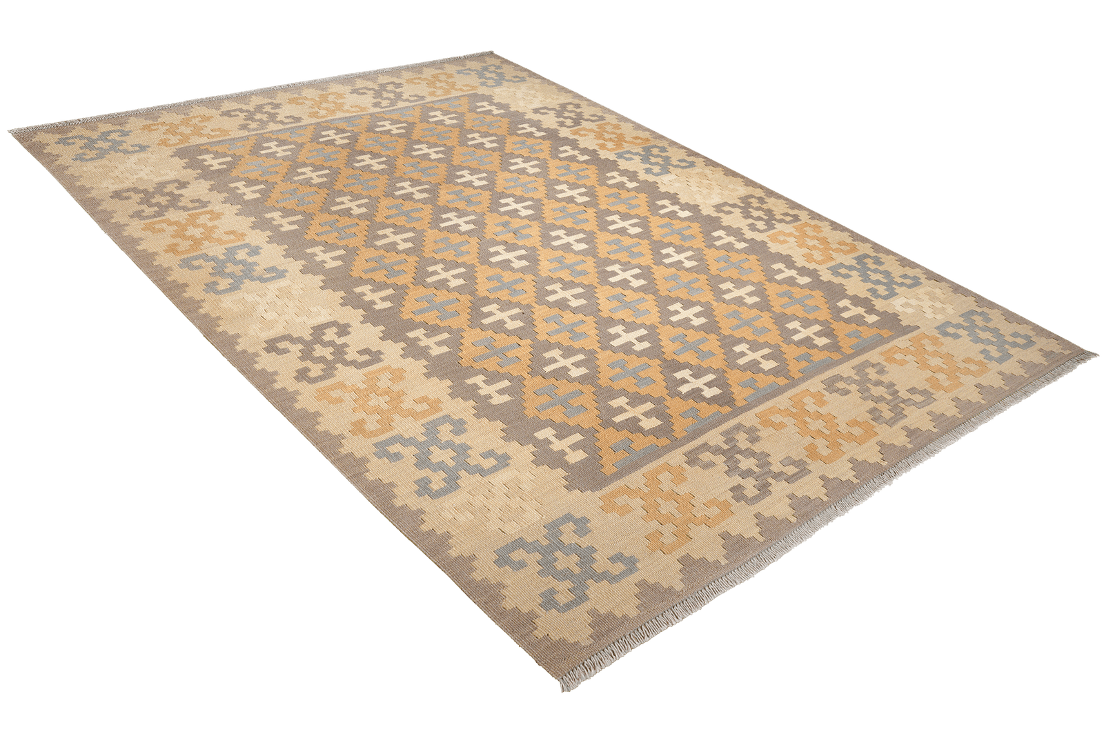 Kelim Gashgai — Handmade, 176x234 cm, Grey, 100% Virgin Wool | View 4