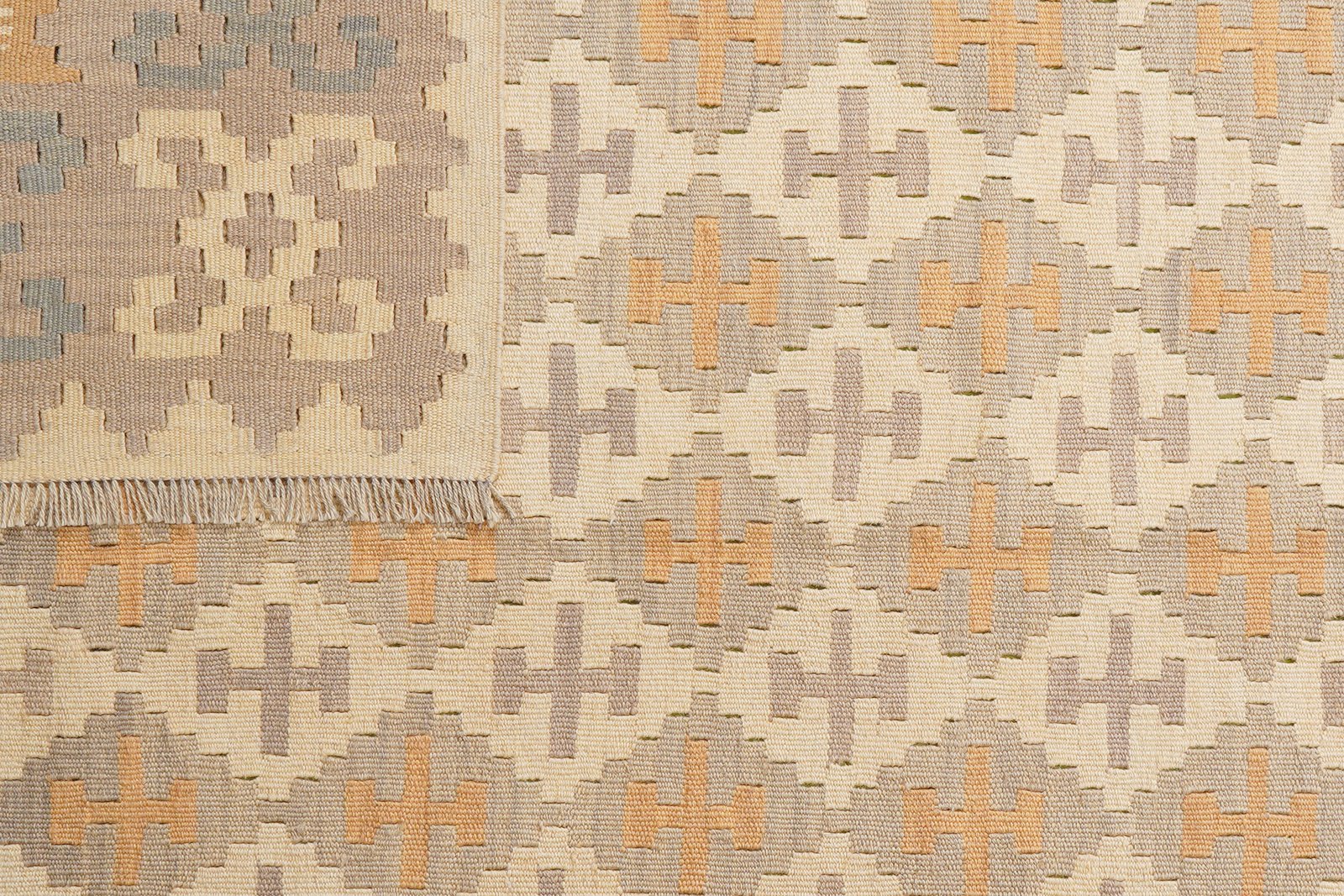Kelim Gashgai — Handmade, 177x237 cm, Beige, 100% Virgin Wool | View 6