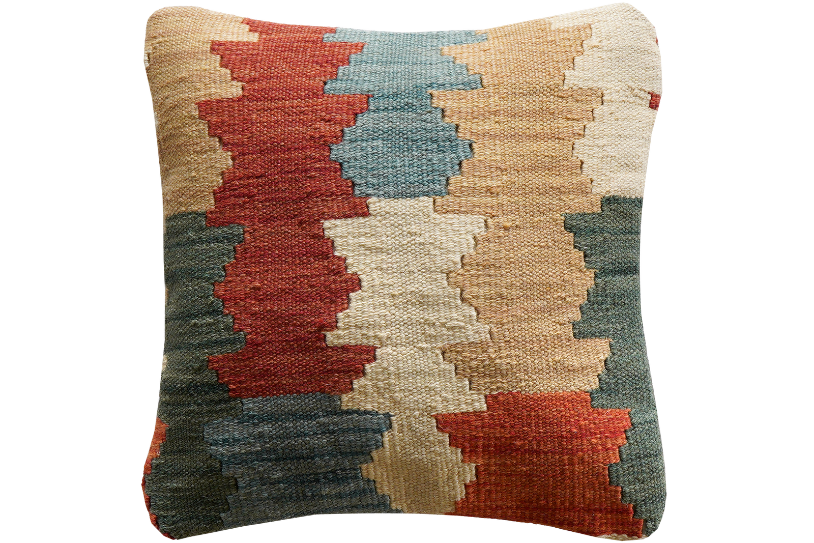 Kelim Kissen — Handgefertigt, 40x40 cm, Bunt, 100% Virgin Wool | Main view