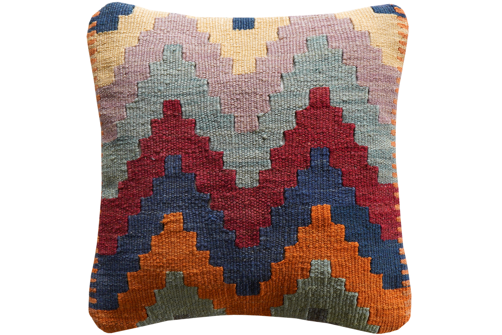 Kelim Kissen — Handgefertigt, 40x40 cm, Bunt, 100% Virgin Wool | Main view