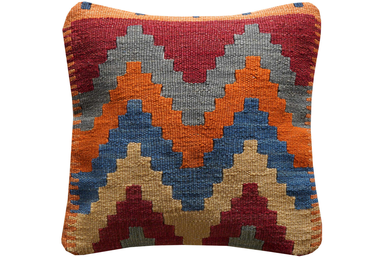 Kelim Kissen — Handgefertigt, 40x40 cm, Bunt, 100% Virgin Wool | Main view