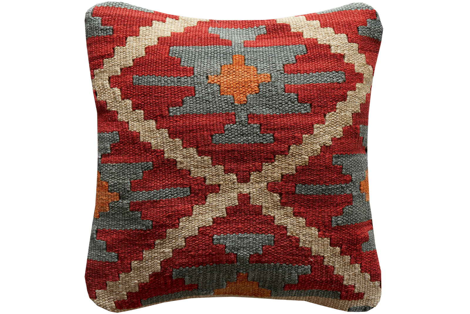 Kelim Kissen — Handmade, 40x40 cm, Multicolor, 100% Virgin Wool | Main view
