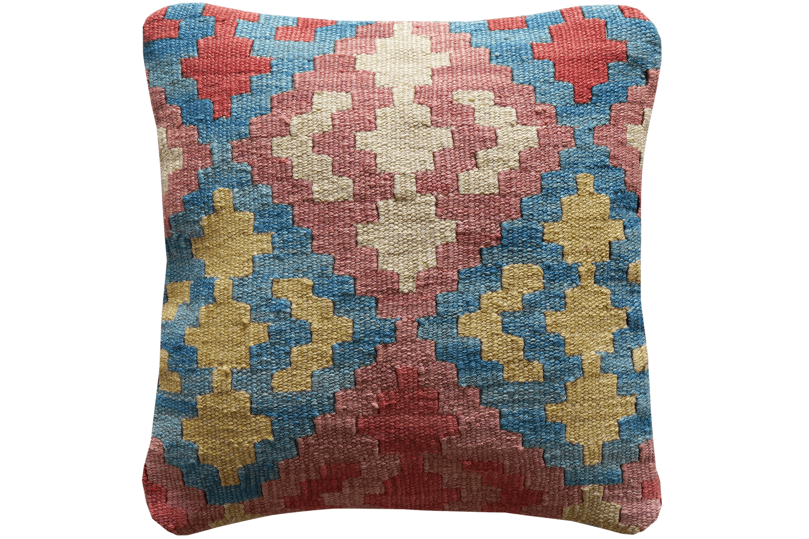 Kelim Kissen — Handmade, 40x40 cm, Multicolor, 100% Virgin Wool | Main view